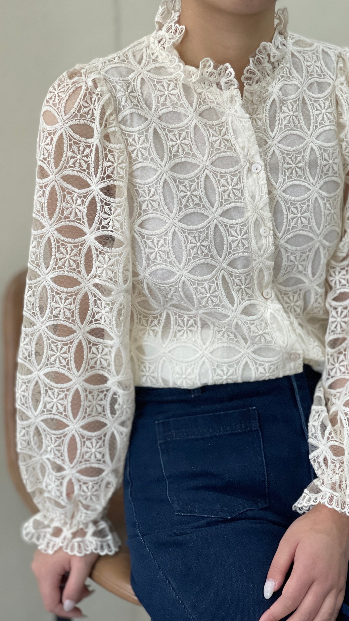 CHEMISE BRODEE ECRUE POUR FEMME IT HIPPIE K905-355