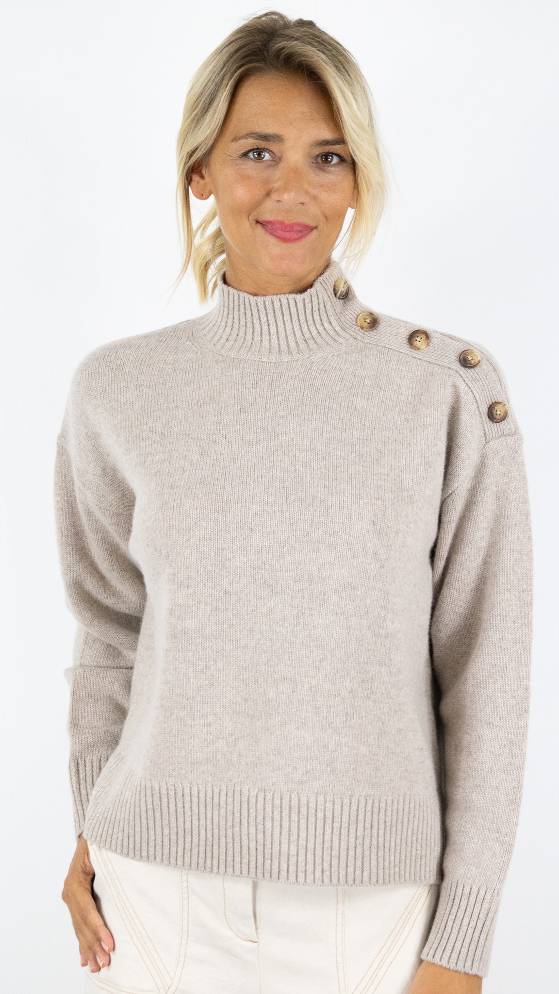 PULL EPAIS EN LAINE COL MONTANT POUR FEMME HARTFORD MYSTIC#COLOR_01/NATUREL