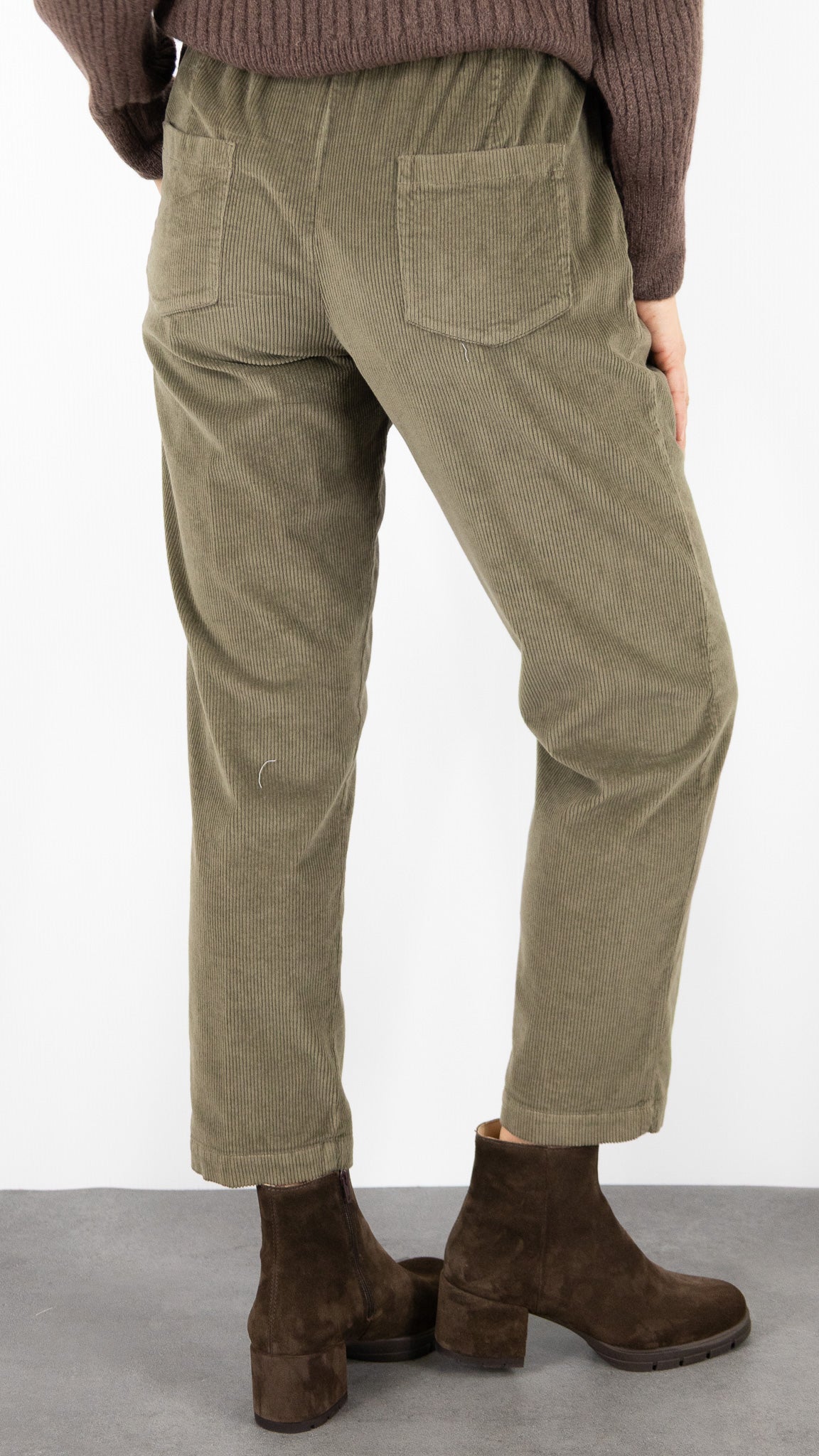 PANTALON EN VELOURS TAILLE ELASTIQUE ROSSO 35 N1610PC/2769#COLOR_726/KAKI