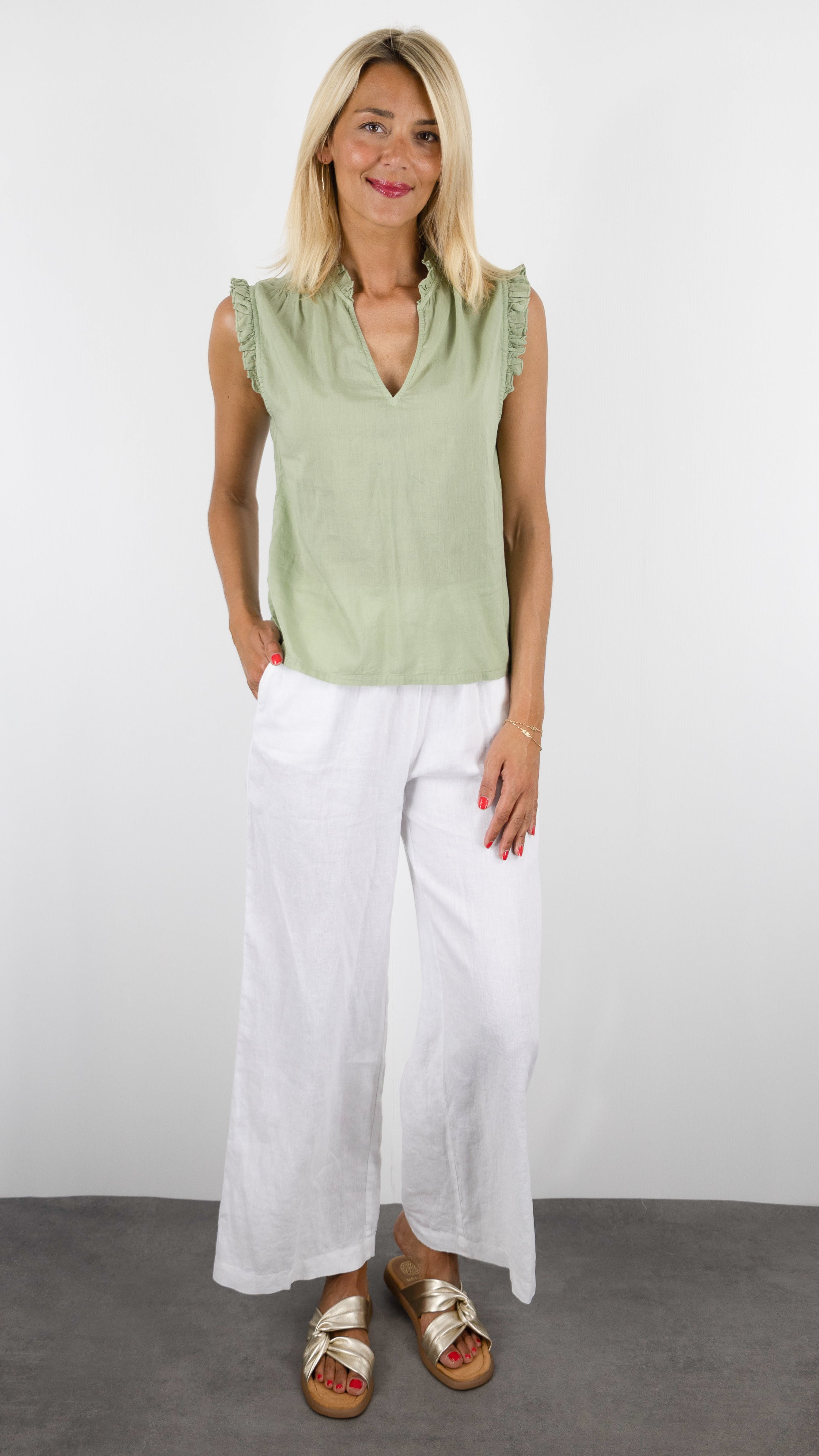 TOP V SANS MANCHES EN COTON COLORES 2117.00#COLOR_2351/TEA