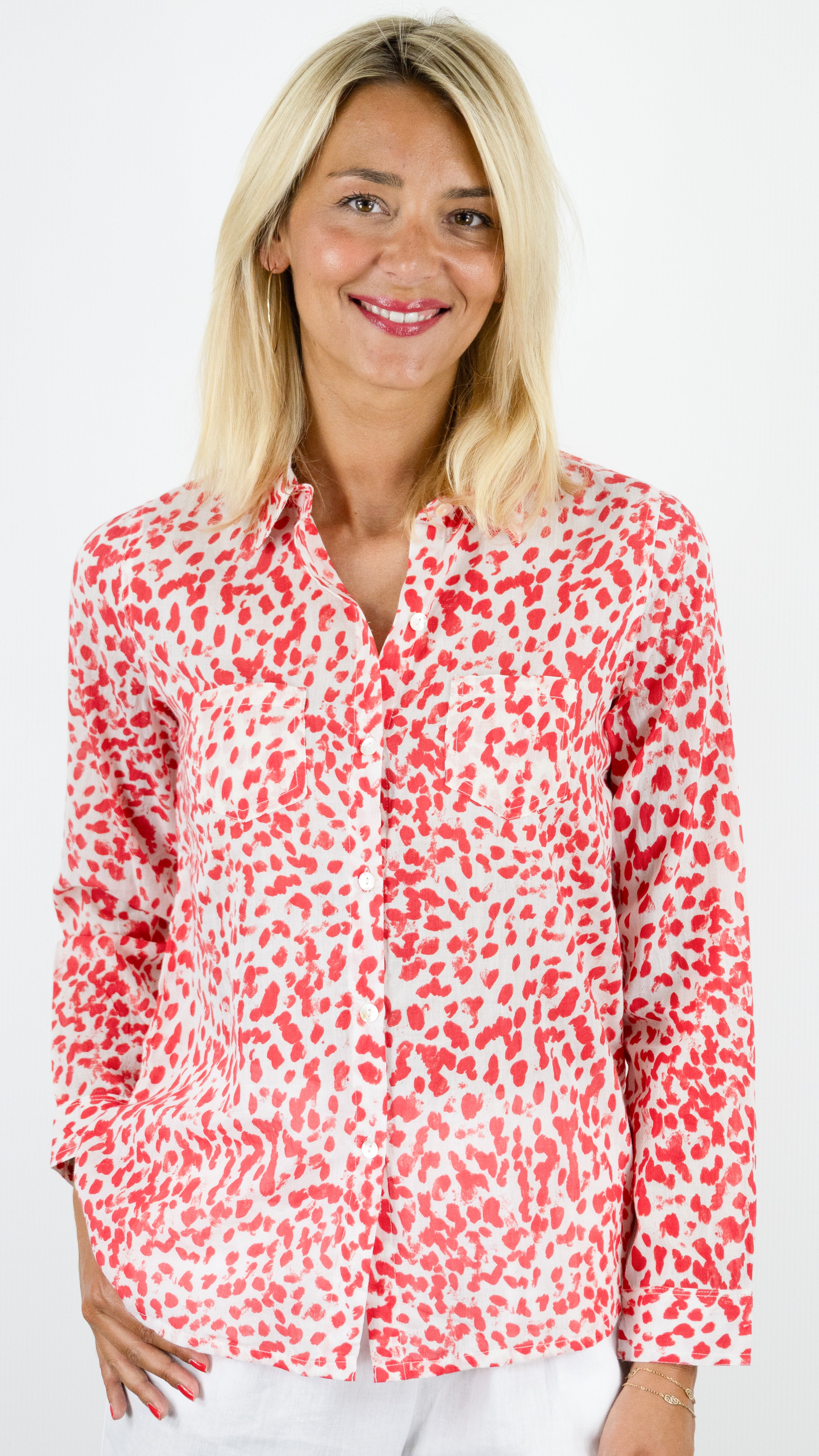 CHEMISE EN COTON IMPRIMEE TERRE ROUGE KIPRO#COLOR_6E06/PLUMETIS CORAIL