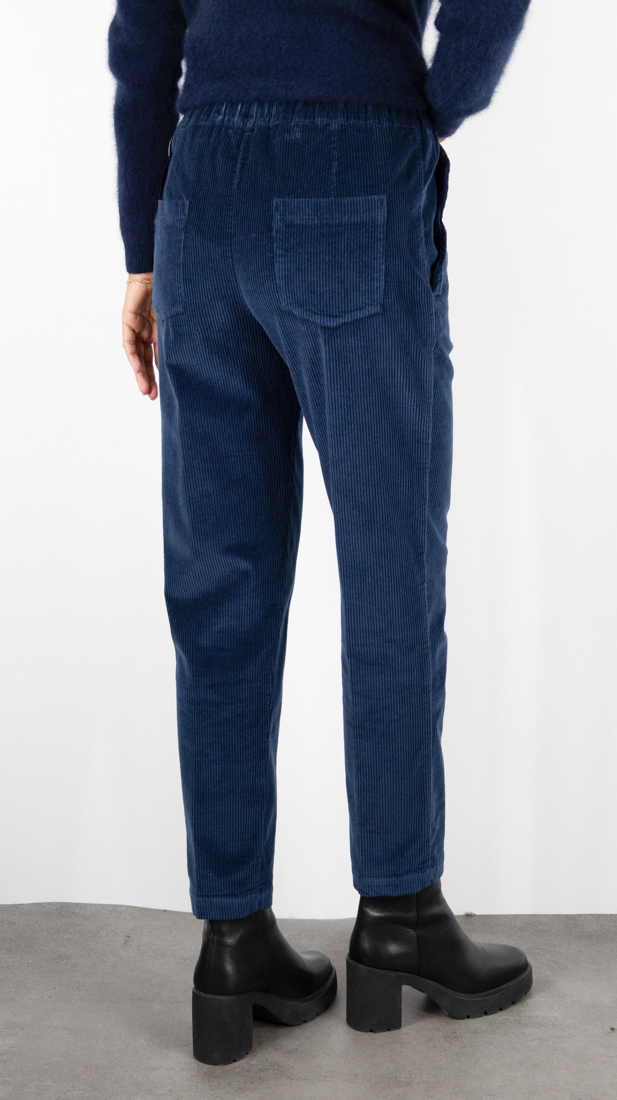 PANTALON EN VELOURS COTELE POUR FEMME ROSSO 35 N1971P#COLOR_753/MARINE