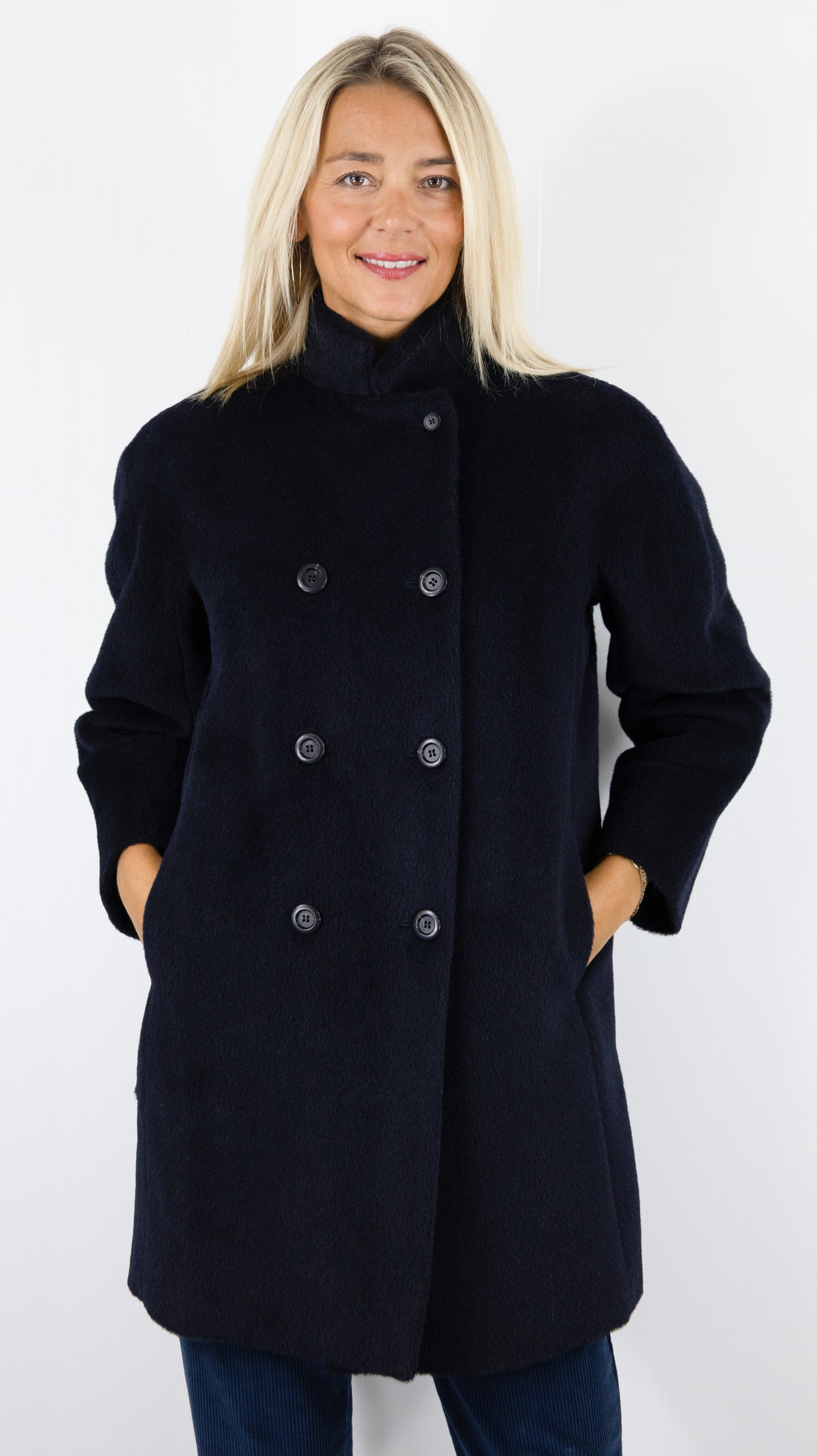 MANTEAU DROIT EN ALPAGA POUR FEMME MARINE ROSSO 35 S7557A/406