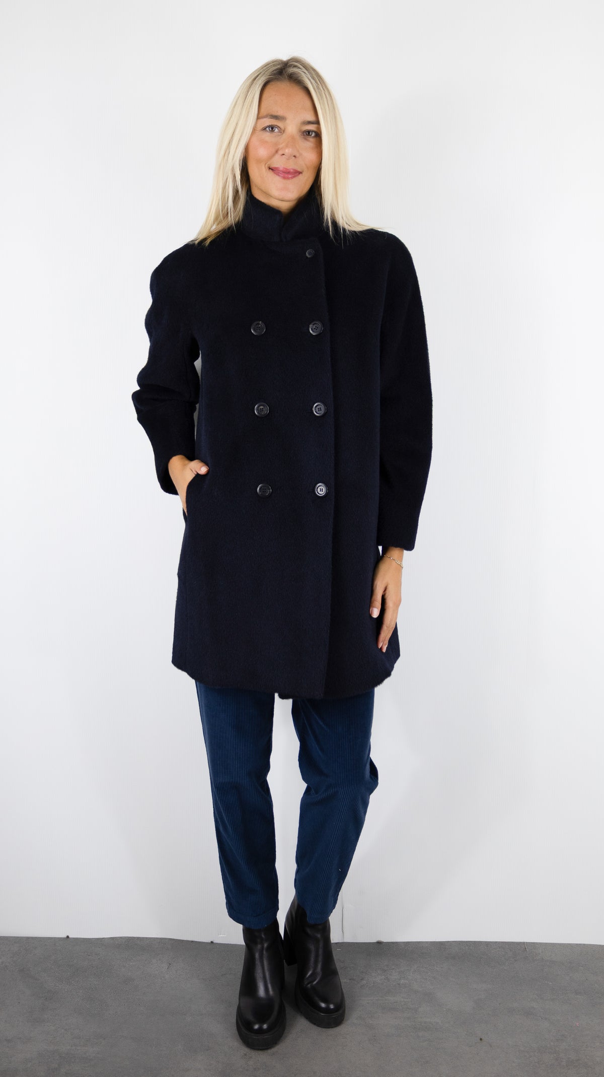 MANTEAU DROIT EN ALPAGA POUR FEMME MARINE ROSSO 35 S7557A/406