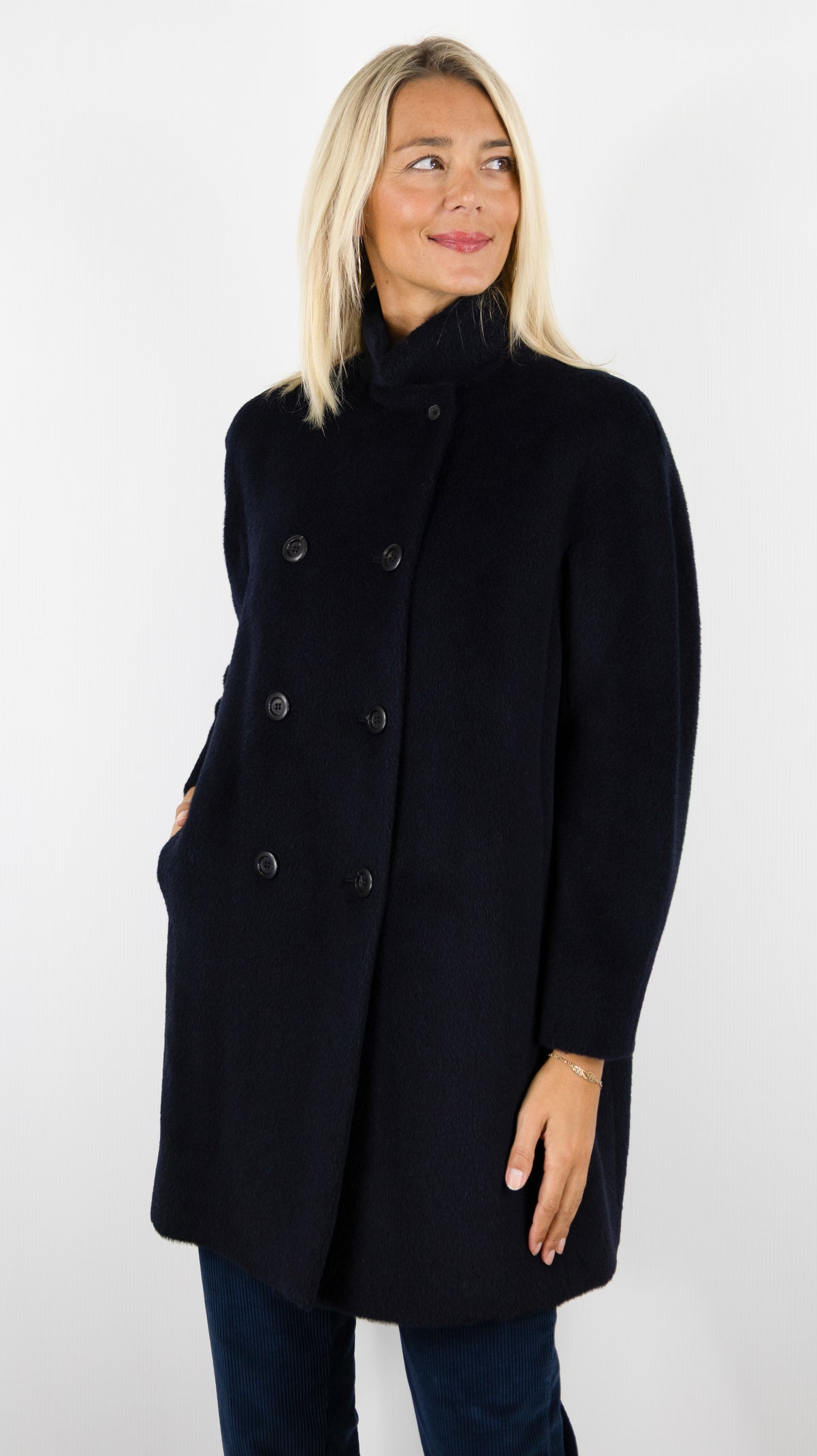 MANTEAU DROIT EN ALPAGA POUR FEMME MARINE ROSSO 35 S7557A/406