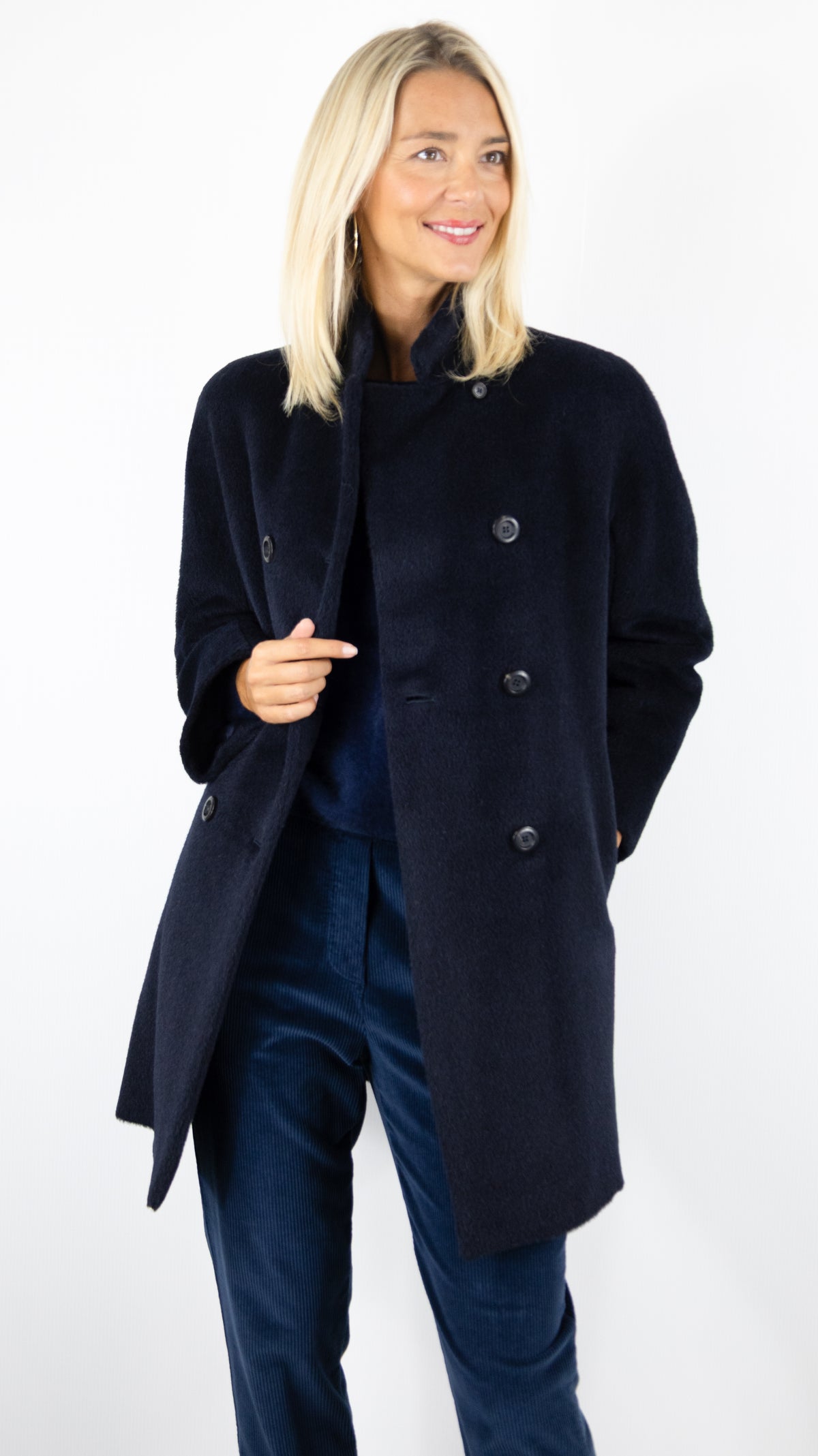 MANTEAU DROIT EN ALPAGA POUR FEMME MARINE ROSSO 35 S7557A/406