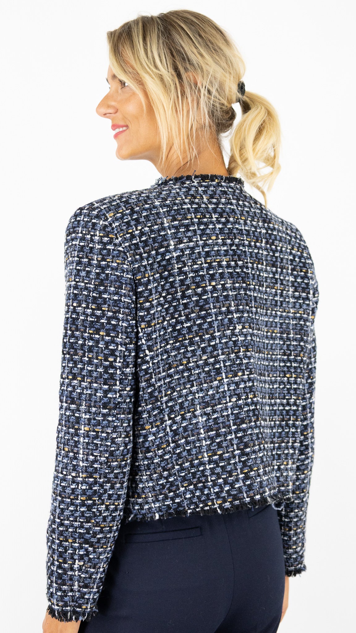 VESTE CHINEE STYLE CHANEL BLEU INDIGO FEMME GERARD DAREL NAYA