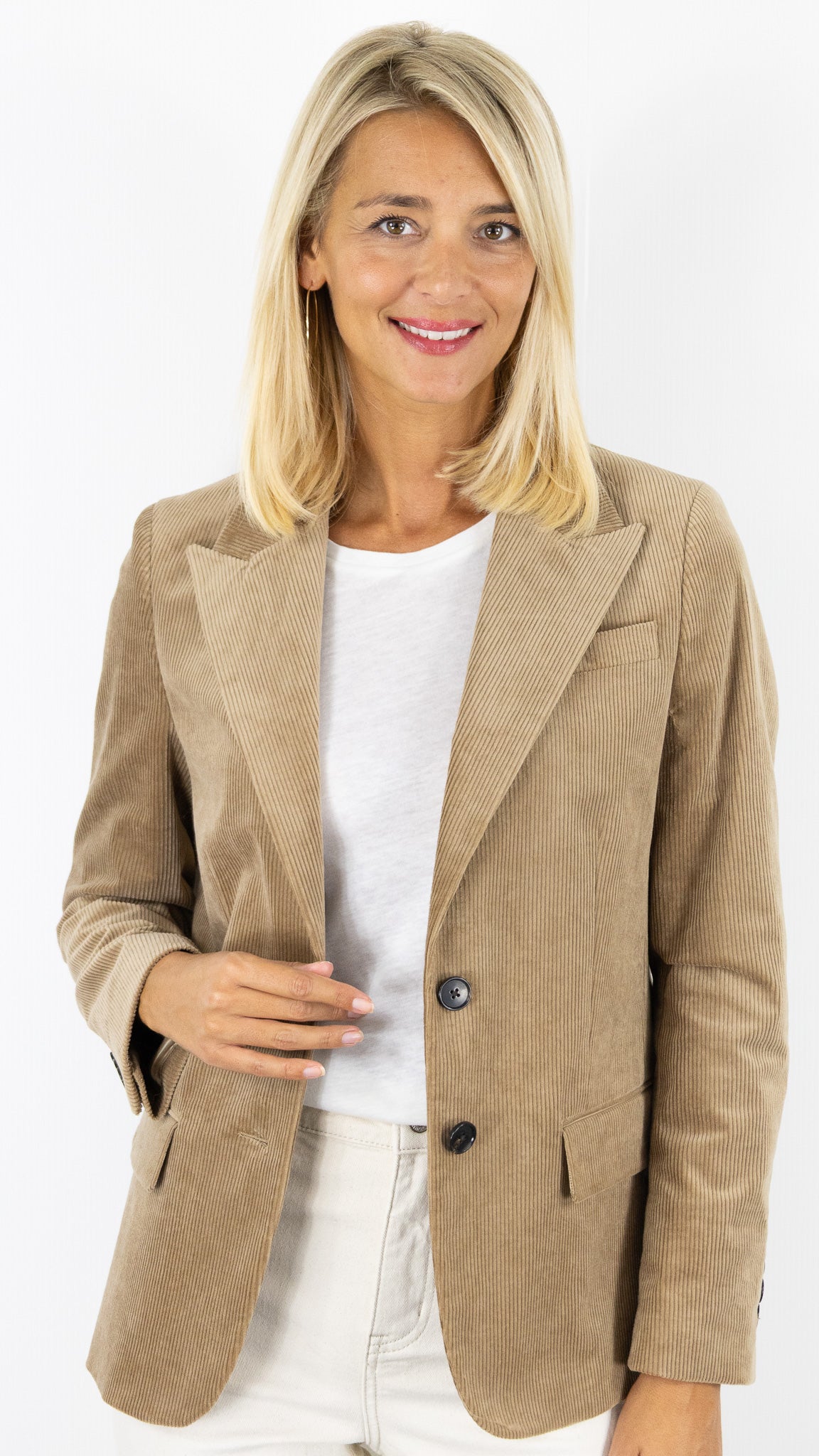 VESTE DE TAILLEUR EN VELOURS COTELE CAMEL POUR FEMME PABLO NELI