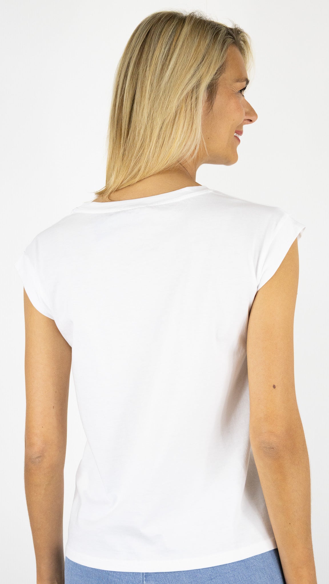 TEE-SHIRT RAS DE COU EN COTON PIMA MANCHES COURTES ANONYM NOELIA#COLOR_BLANC