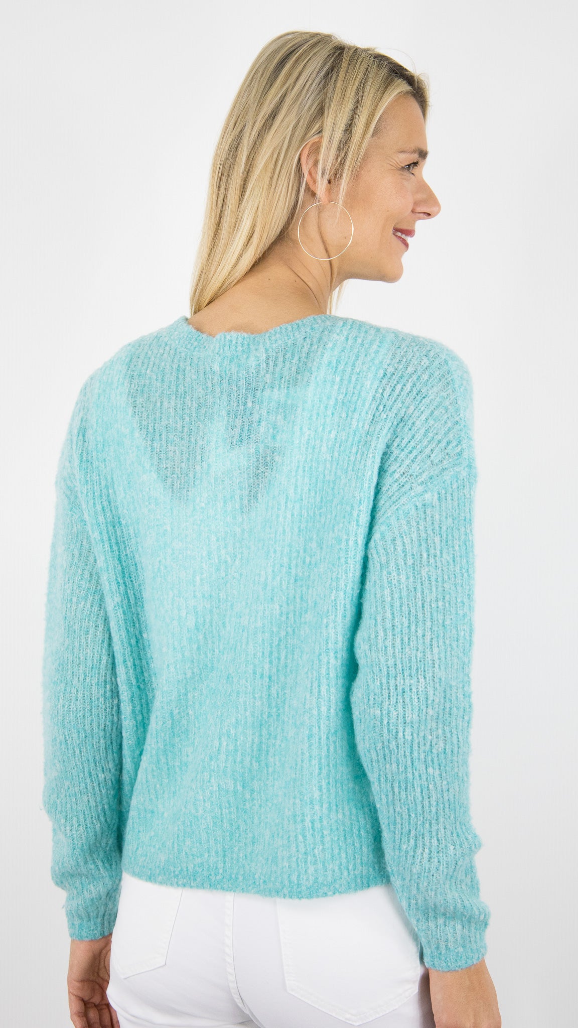 GILET COURT CHINE EN LAINE TURQUOISE AMERICAN VINTAGE NUGGY