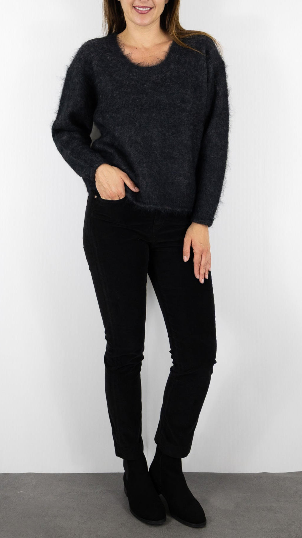 PULL COL U EN ALPAGA ANTRACITE PULL AMERICAN VINTAGE NUNY