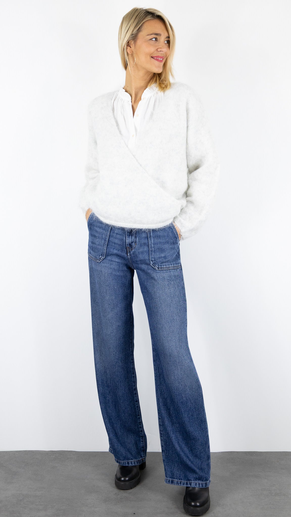 PULL CACHE COEUR EN ALPAGA NUN18D AMERICAN VINTAGE POLAIRE GRIS CHINE