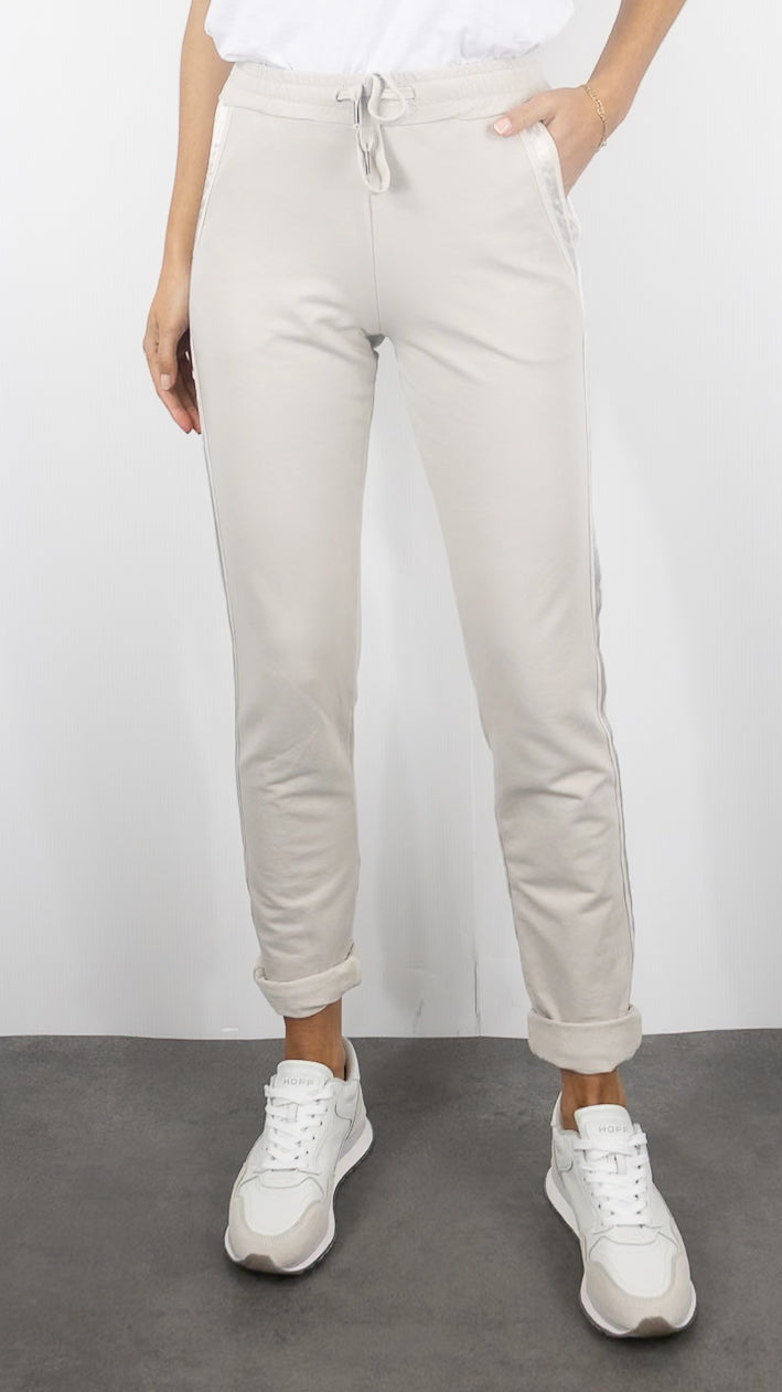JOGGING STUDIO PARISIEN BANDES EN COTON FEMME 822739#COLOR_BEIGE