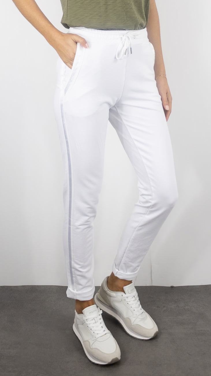 JOGGING STUDIO PARISIEN BANDES EN COTON FEMME 822739#COLOR_BLANC