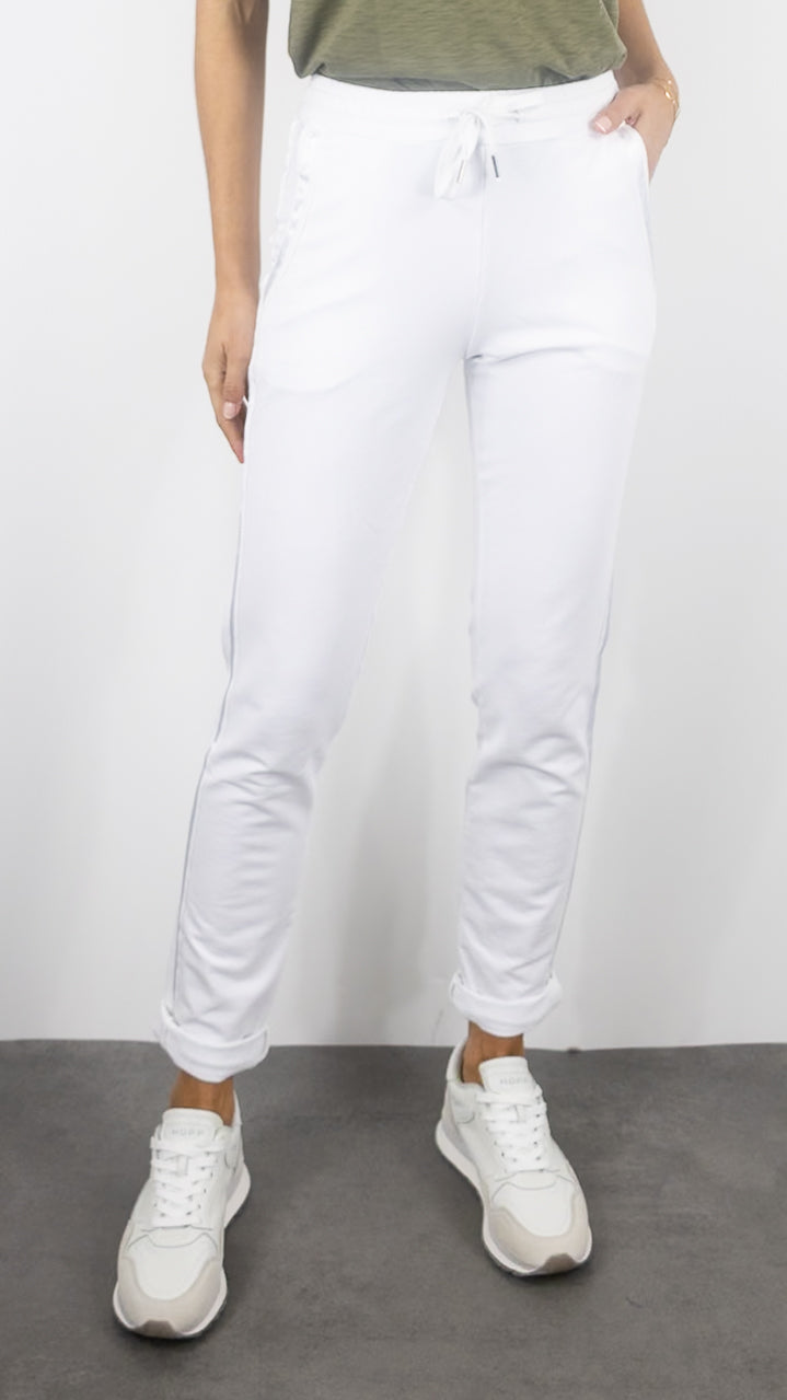 JOGGING STUDIO PARISIEN BANDES EN COTON FEMME 822739#COLOR_BLANC