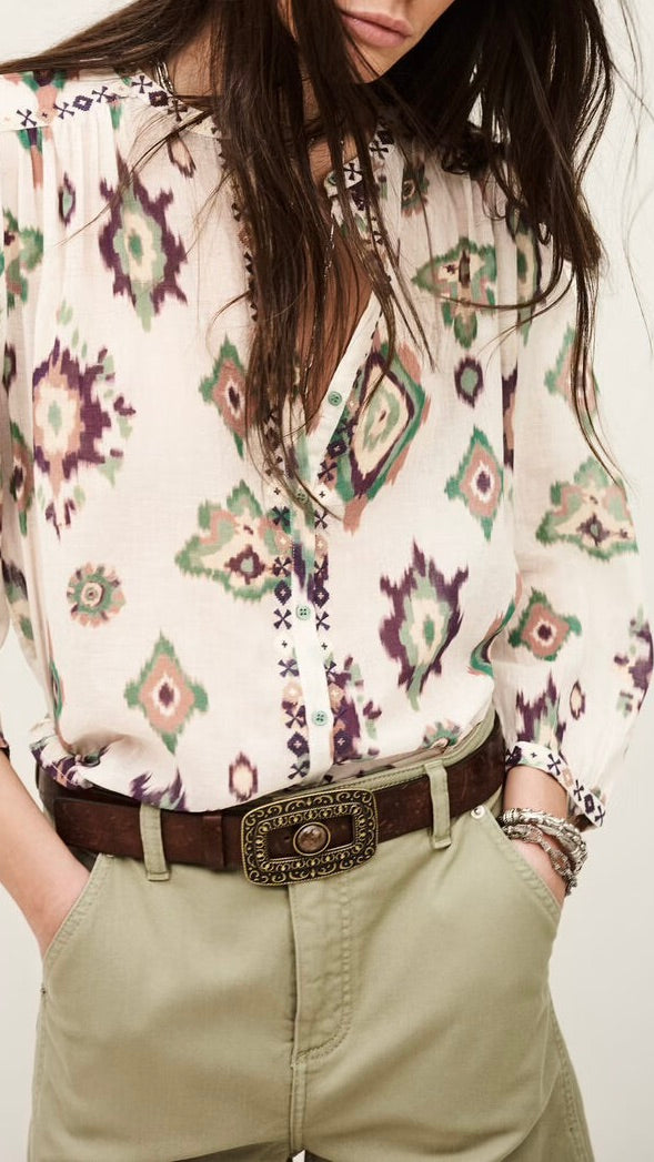 BLOUSE TIE AND DYE FLUIDE ECRUE BA&SH ODELIE