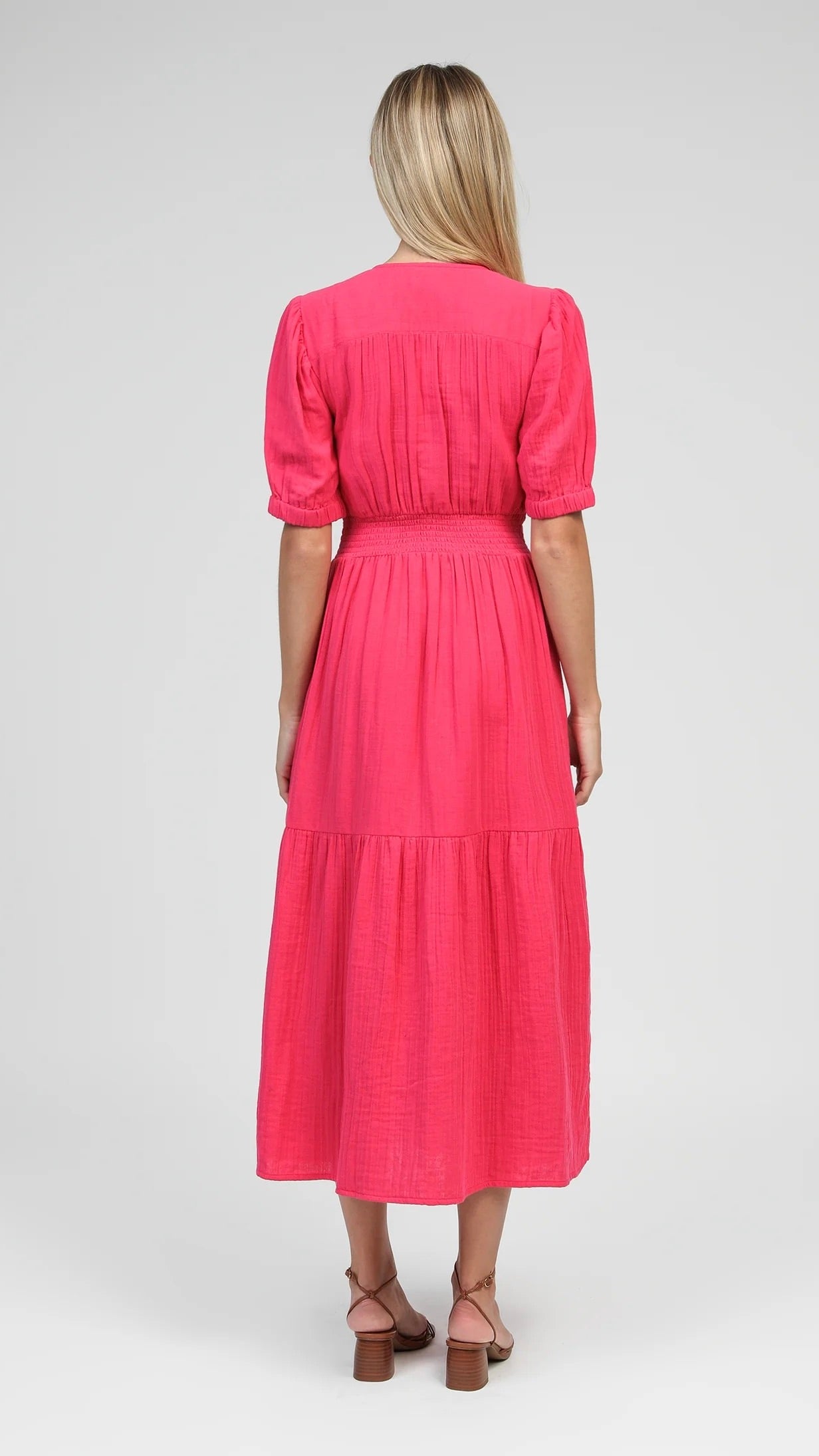 ROBE MIDI FRONCEE FRAMBOISE AN'GE ODOUMILO
