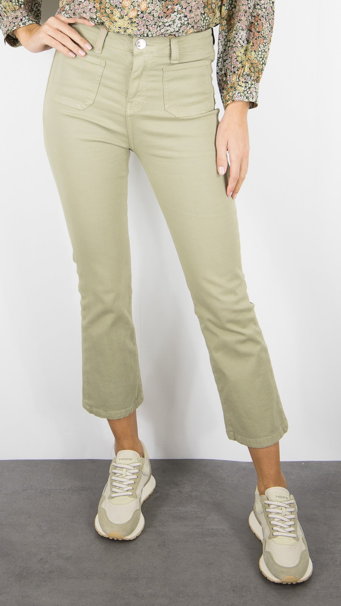 PANTALON EVASE 7/8 OLIVIA DRILL PES ISLOW#COLOR_TILLEUL/VERVEINE