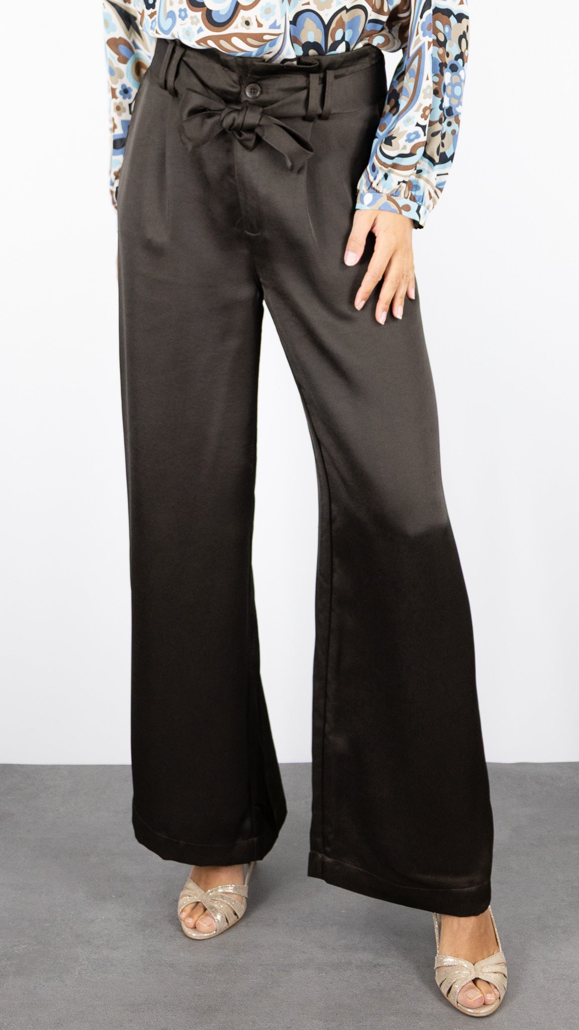 PANTALON FLUIDE TAILLE HAUTE ADORE OLYMPE#COLOR_CHOCOLAT