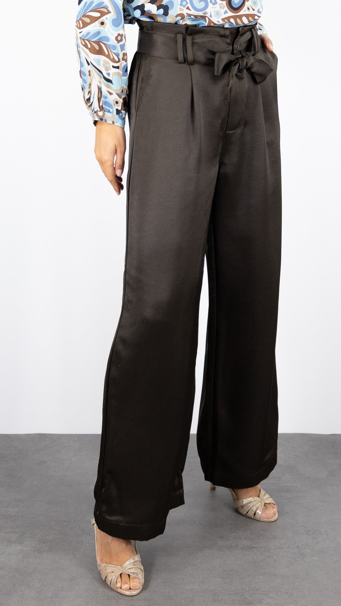 PANTALON FLUIDE TAILLE HAUTE ADORE OLYMPE#COLOR_CHOCOLAT