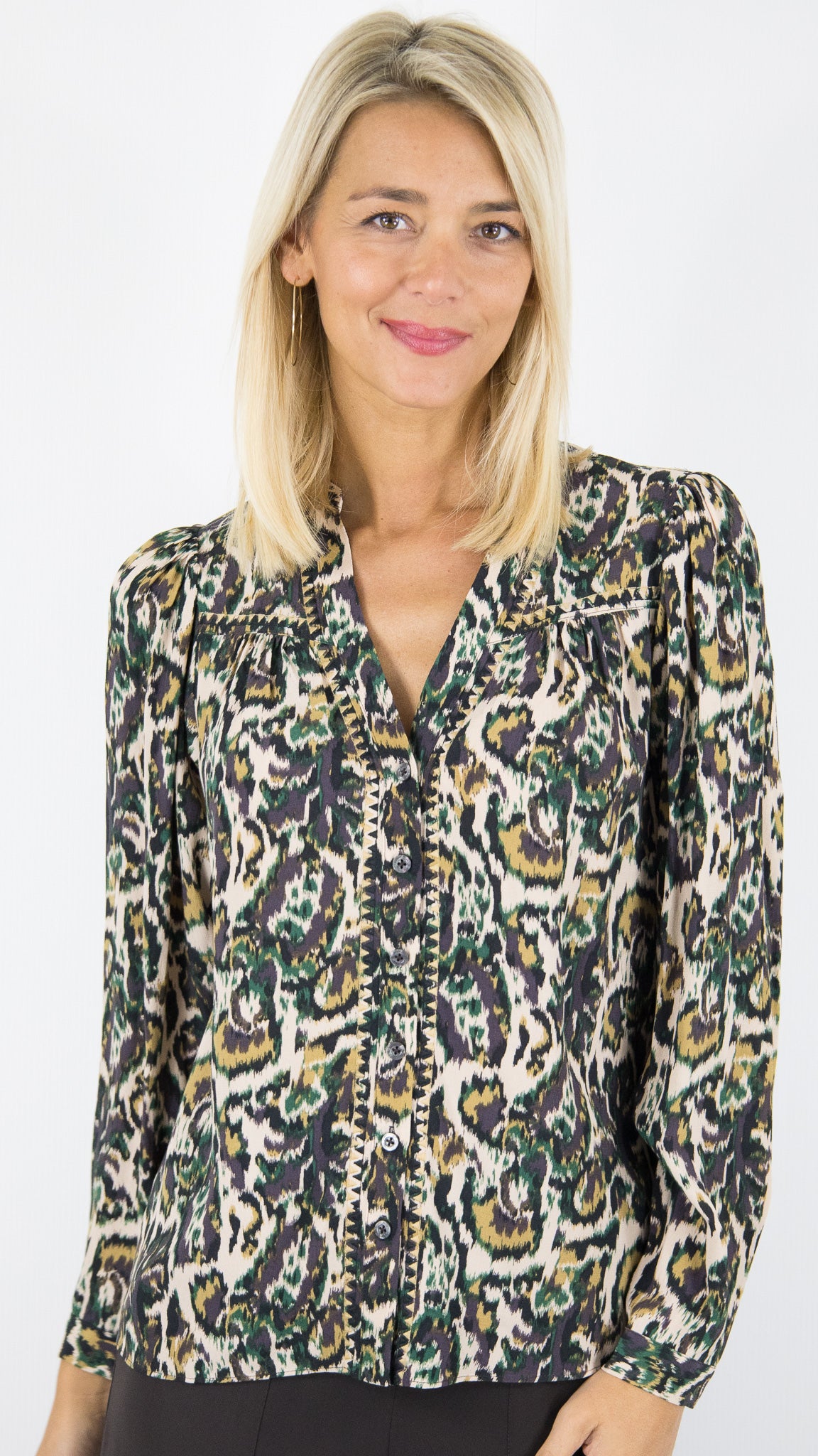 BLOUSE IMPRIME ECRU FLUIDE BA&SH ONADA