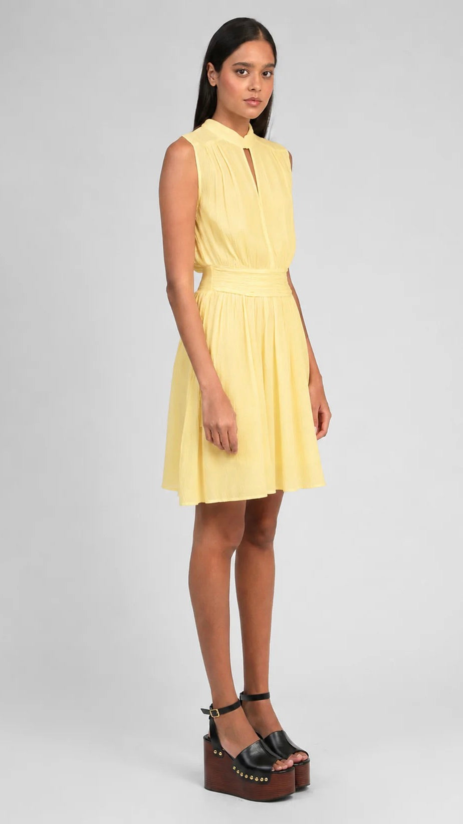 ROBE COURTE FRONCE JAUNE PAILLE AN'GE ORLEANE