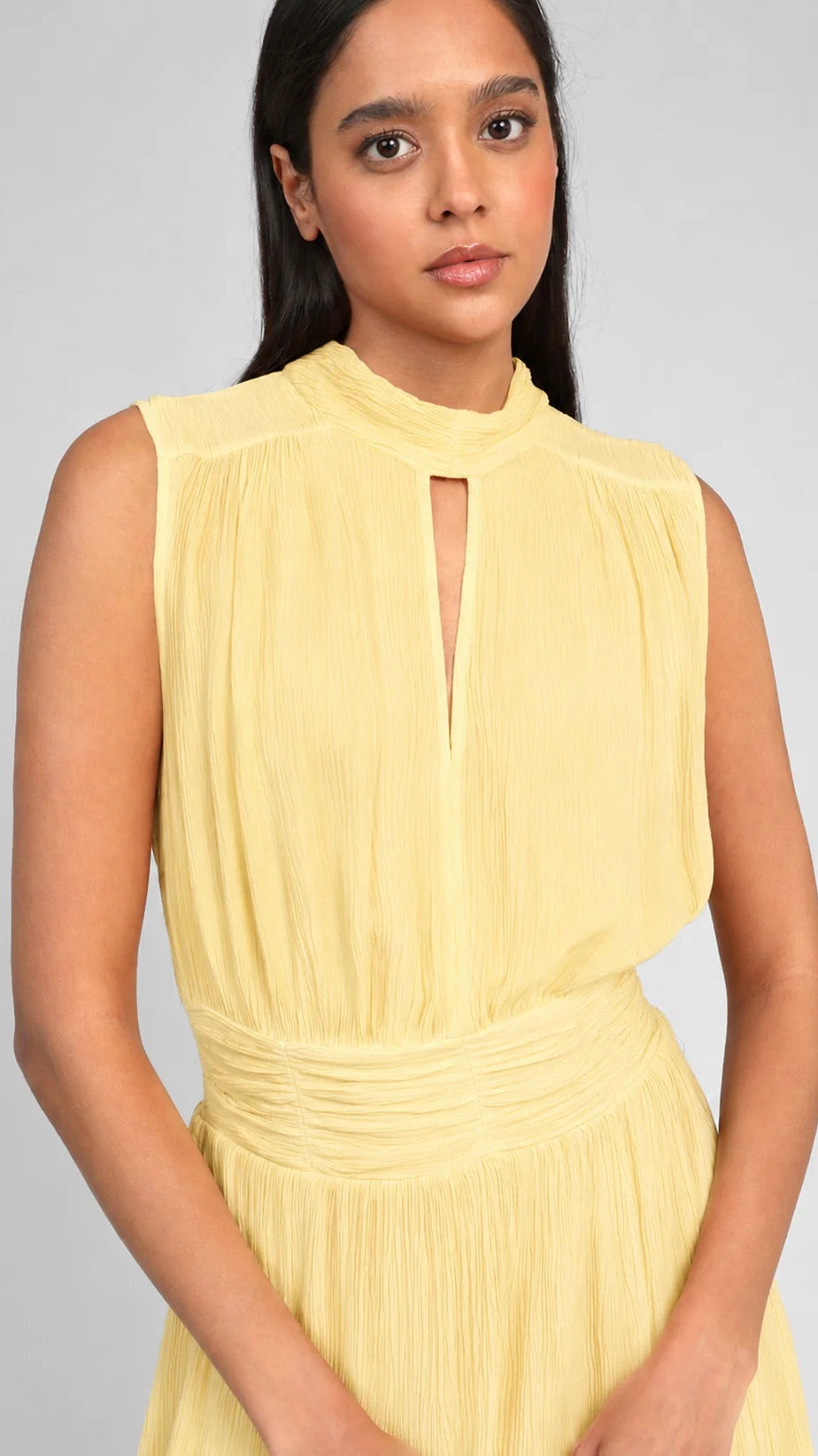 ROBE COURTE FRONCE JAUNE PAILLE AN'GE ORLEANE