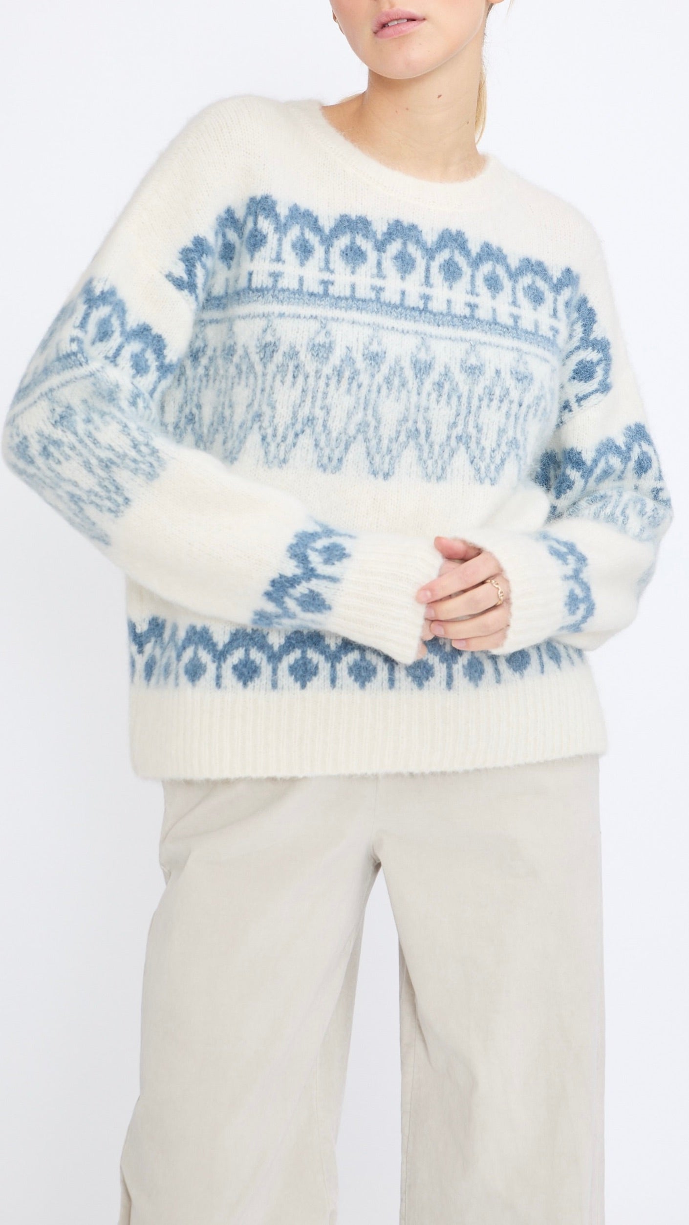 PULL MONTAGNE LARGE EN ALPAGA POUR FEMME JEFF ORSO NAVY