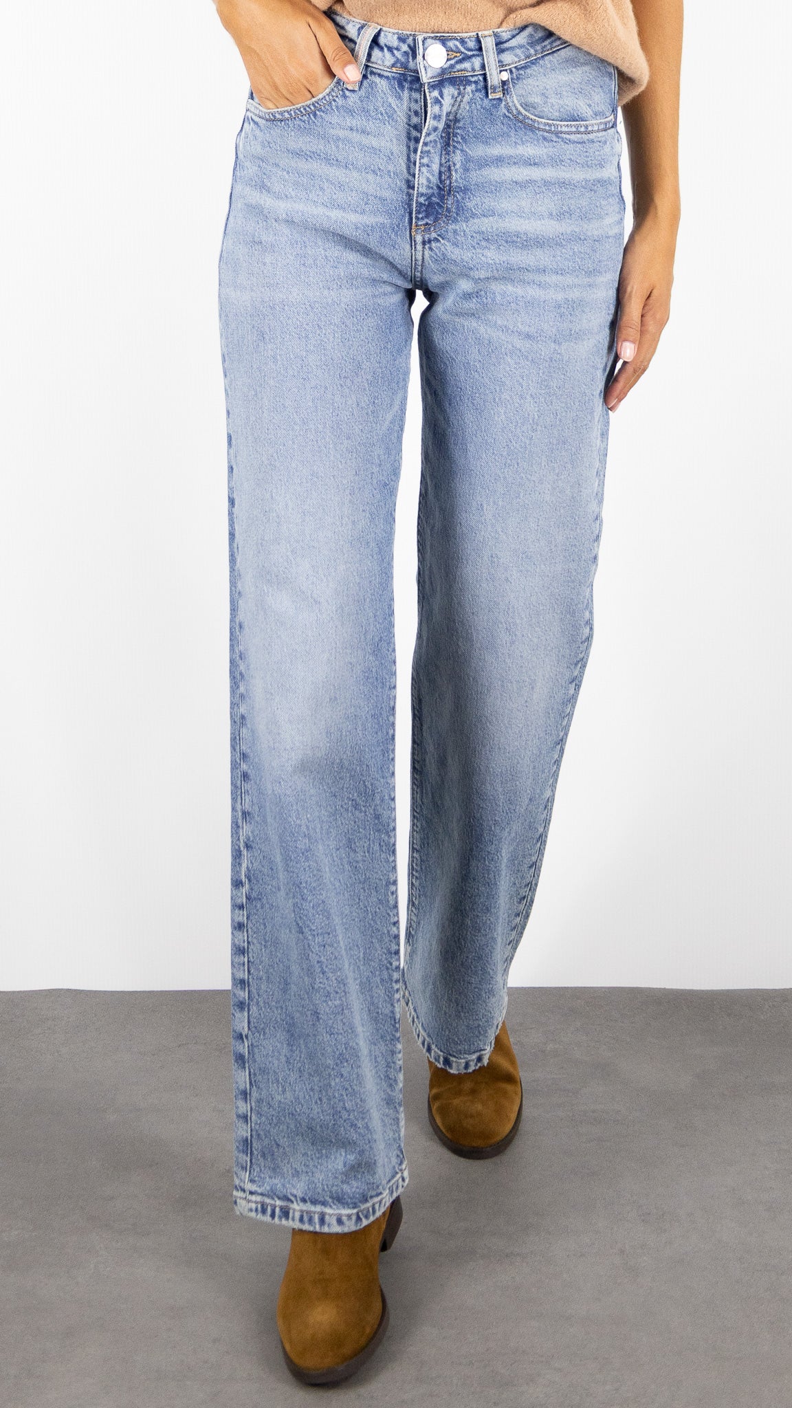 JEANS TAILLE HAUTE DROIT DELAVE ISLOW OSCAR BLUE ONLY