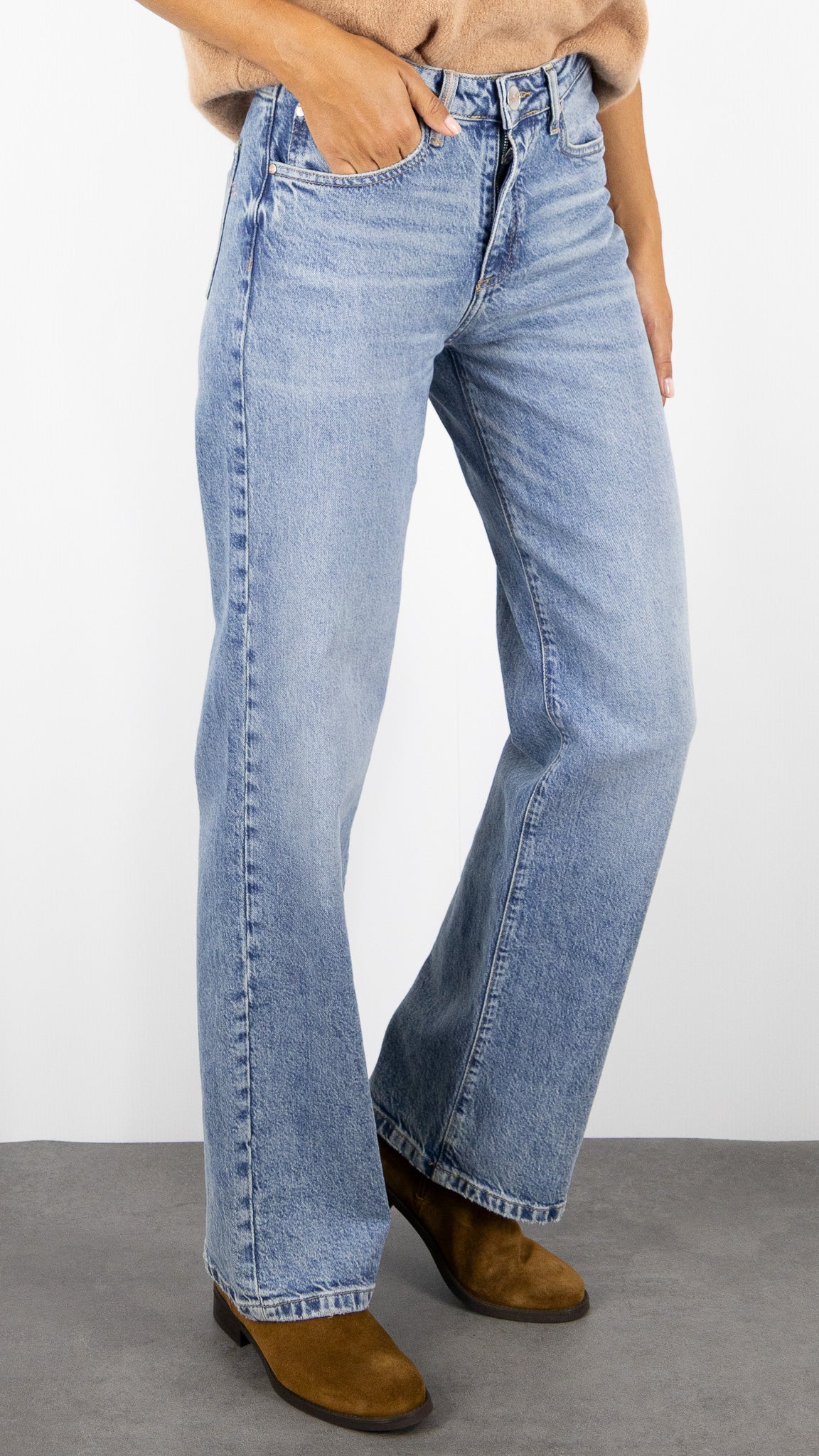 JEANS TAILLE HAUTE DROIT DELAVE ISLOW OSCAR BLUE ONLY