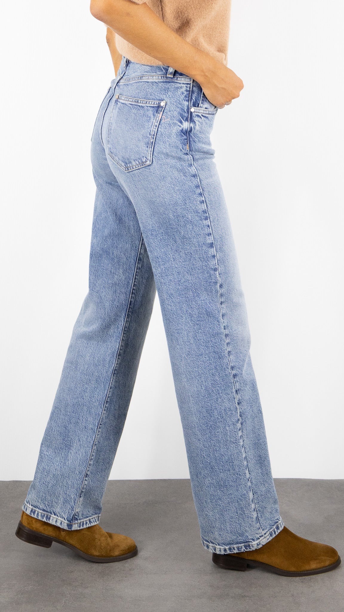 JEANS TAILLE HAUTE DROIT DELAVE ISLOW OSCAR BLUE ONLY