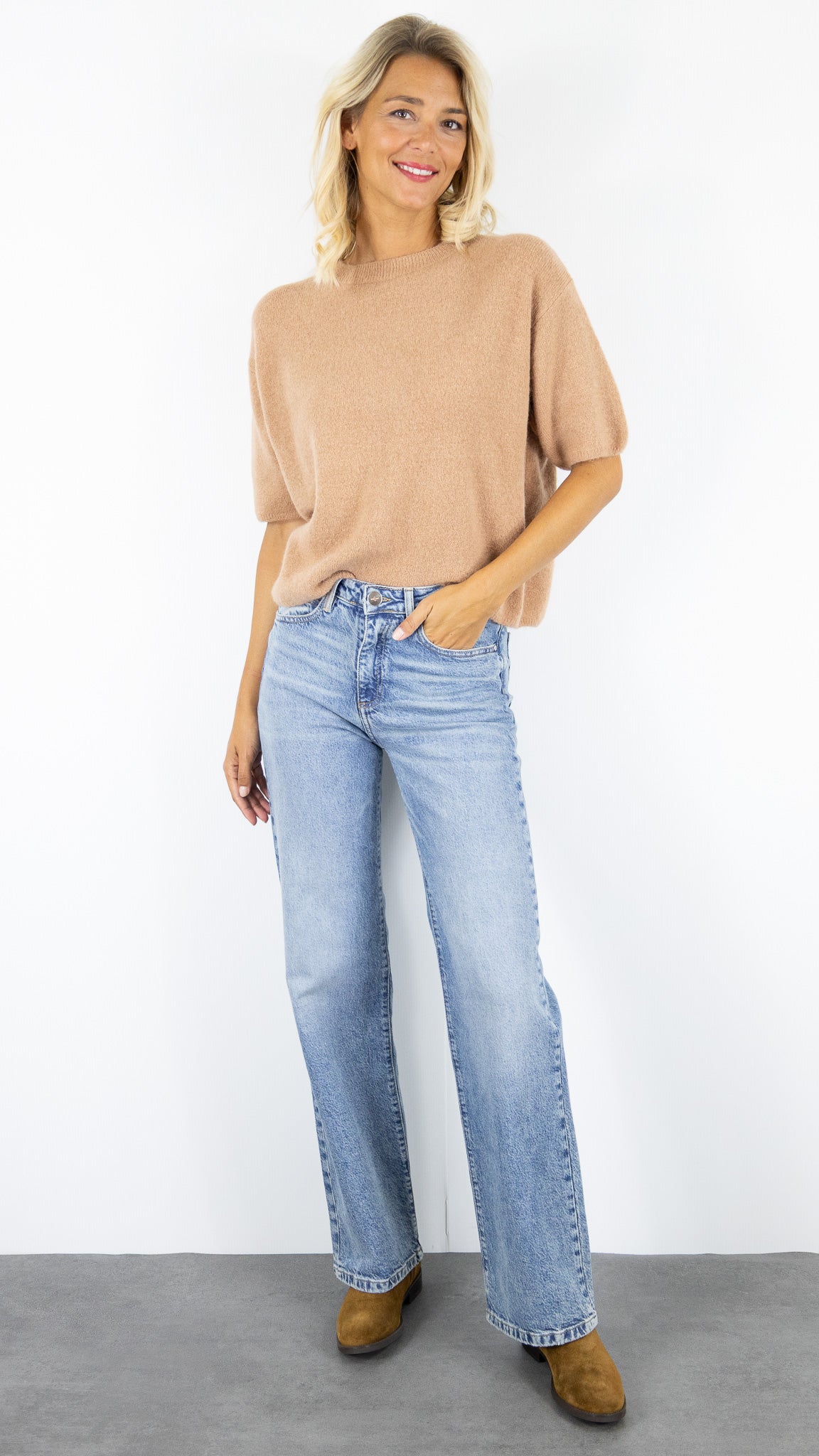 JEANS TAILLE HAUTE DROIT DELAVE ISLOW OSCAR BLUE ONLY