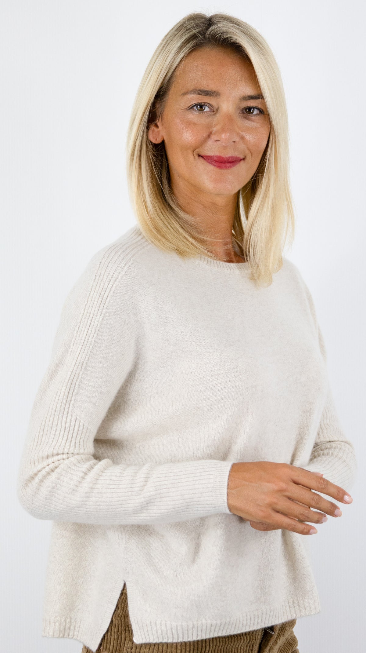 PULL COL ROND EN CACHEMIRE POUR FEMME ESTHEME HJQ280C#COLOR_57138/AVOINE BEIGE