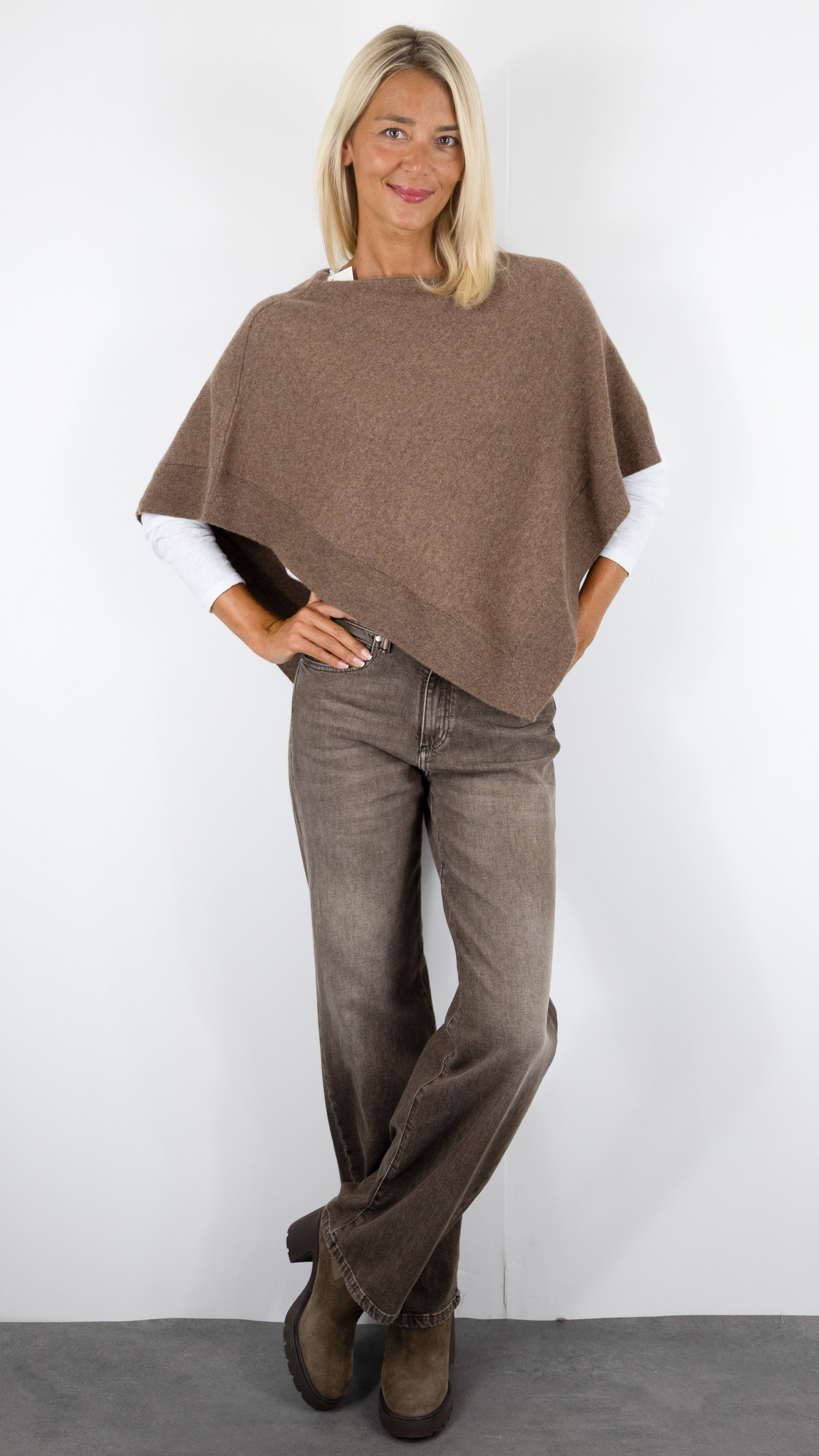 PONCHO CAPE EN CACHEMIRE CAFE AU LAIT NOT SHY AUGUSTE