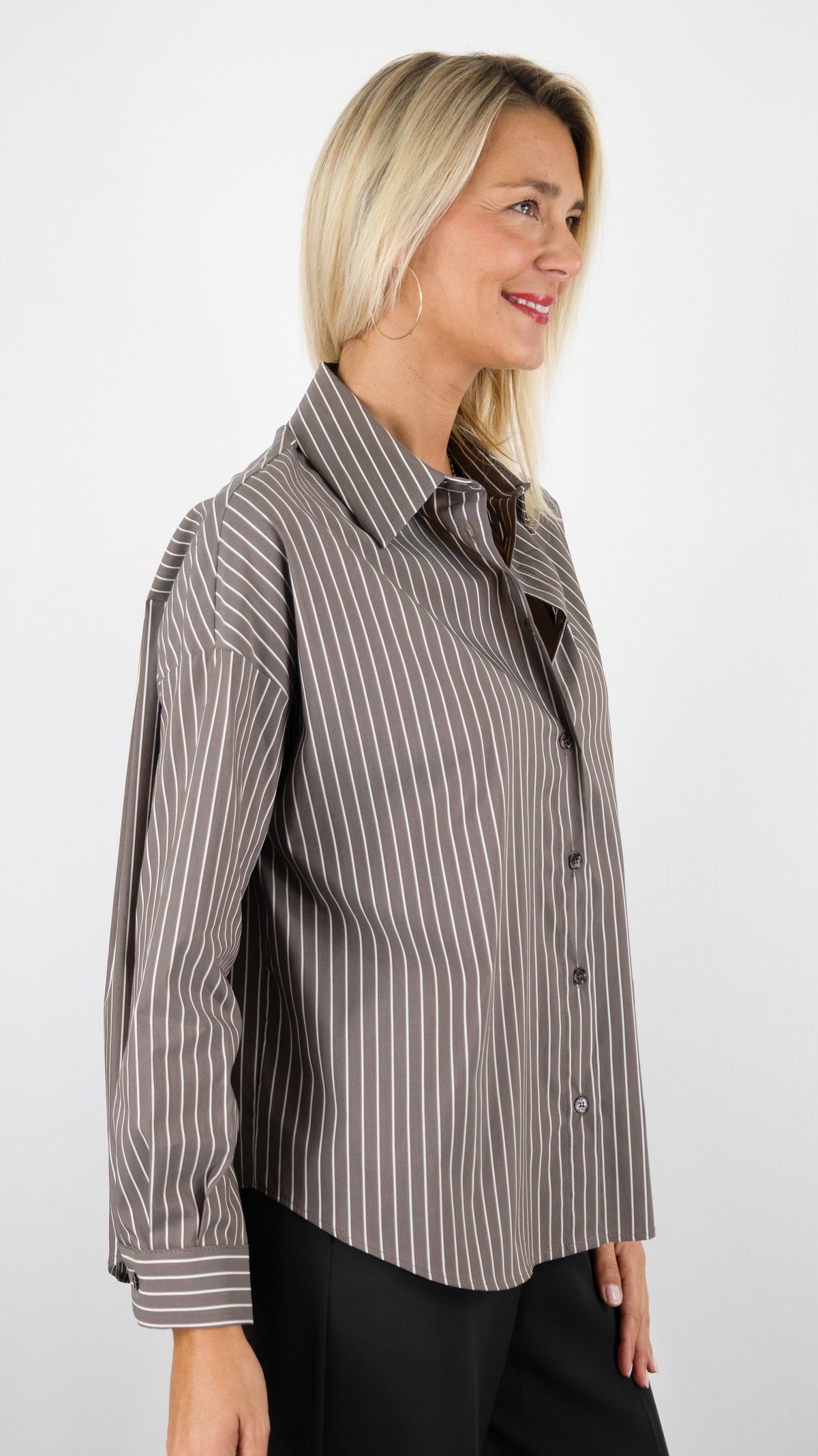 CHEMISE AMPLE RAYEE EN COTON IMPERIAL CNN0MDB DARK CHOCO