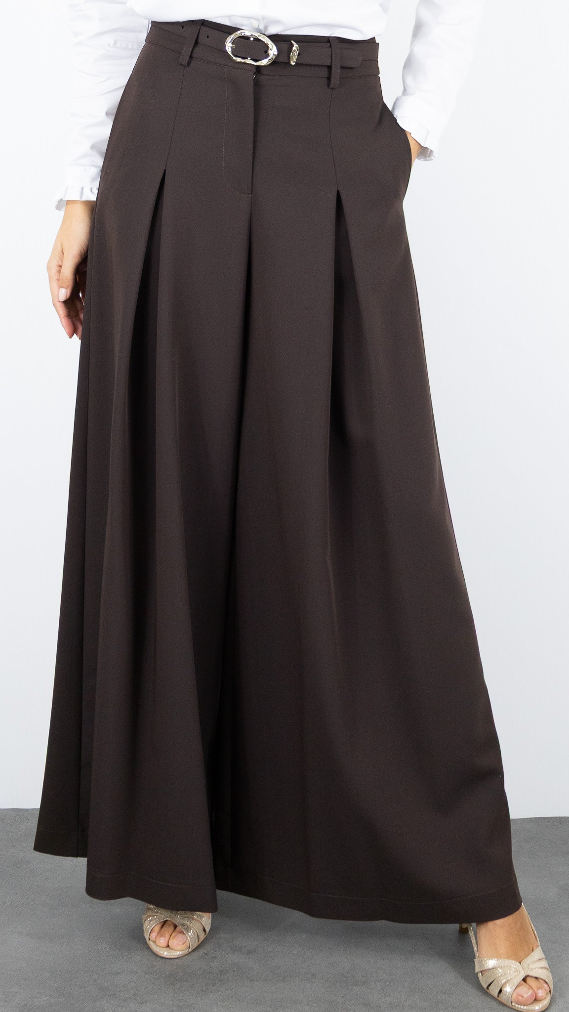 PANTALON LARGE A PINCES CHOCOLAT IMPERIAL P6D9KICC