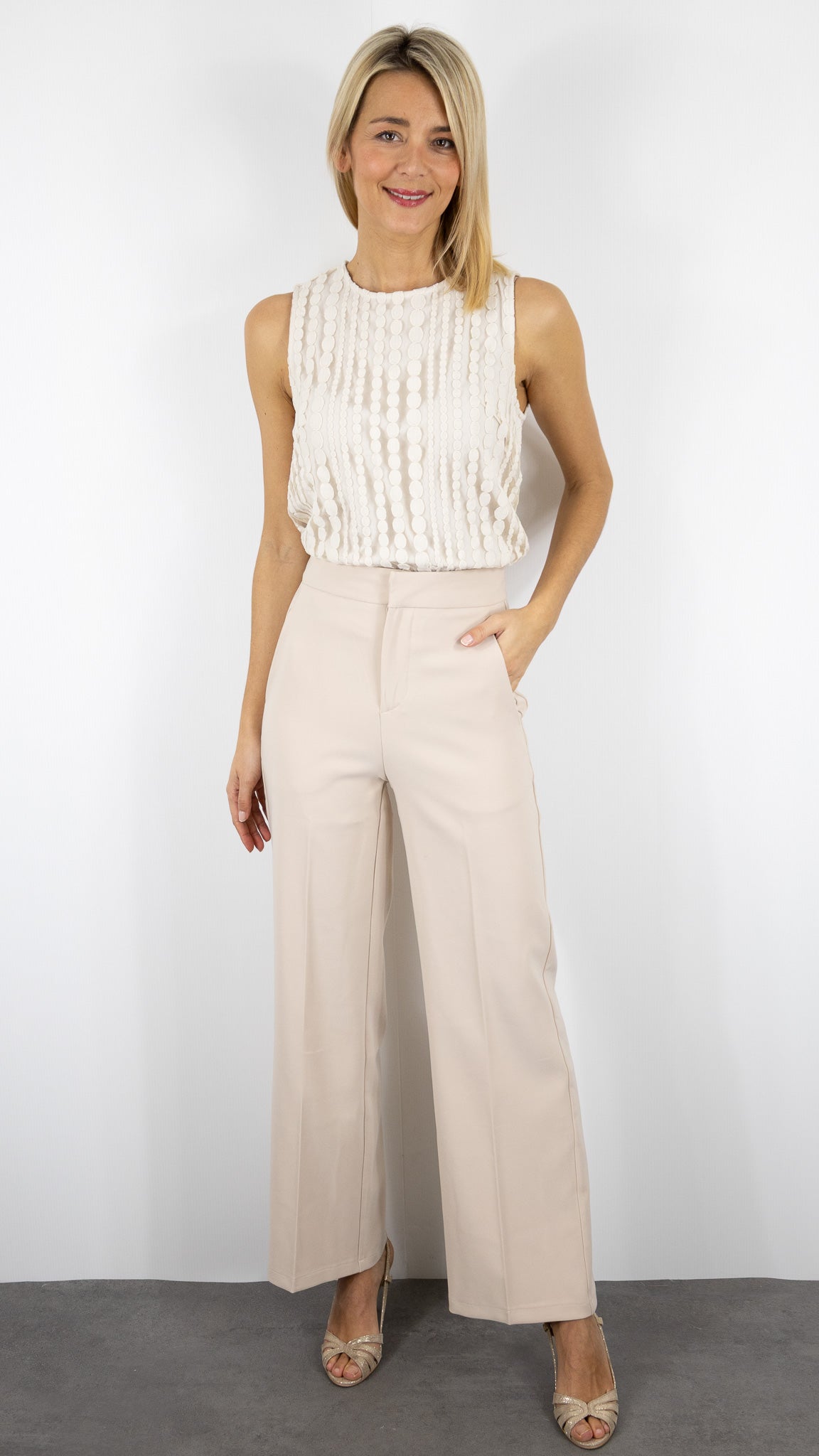 PANTALON HABILLE LARGE LULUMARY LIGHT BEIGE P934