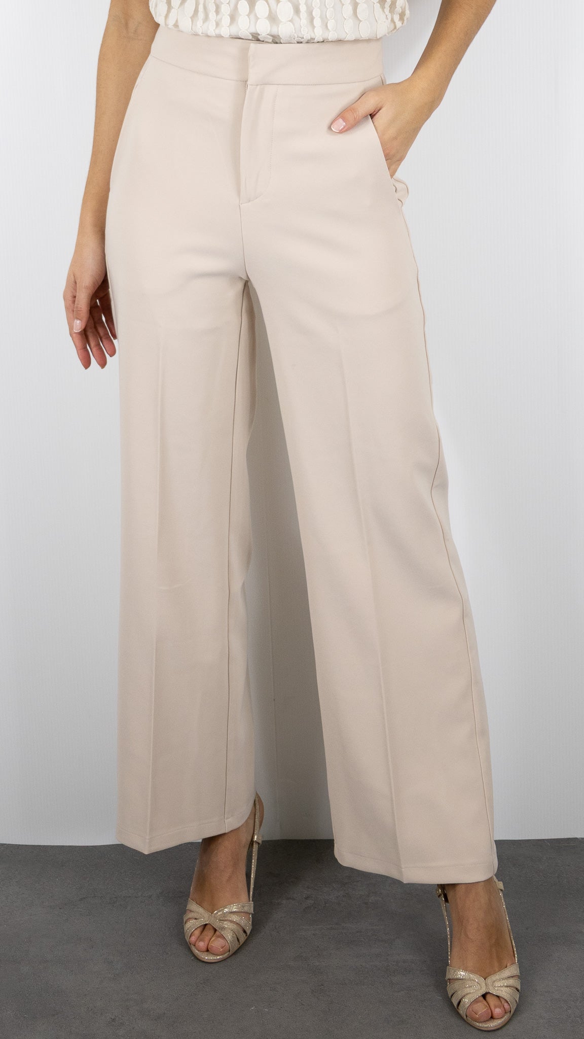 PANTALON HABILLE LARGE LULUMARY LIGHT BEIGE P934