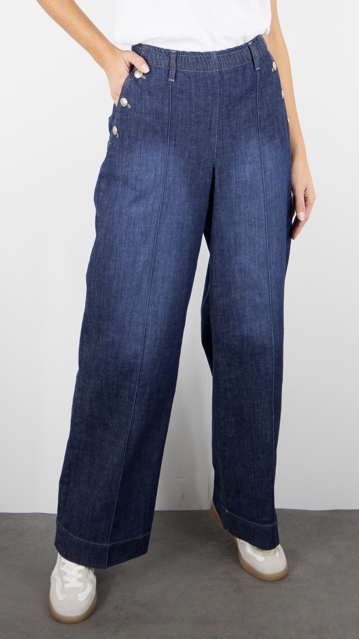 JEANS PONT TAILLE ELASTIQUE POUR FEMME DENIM FONCE BIANCA PARIGI 70006