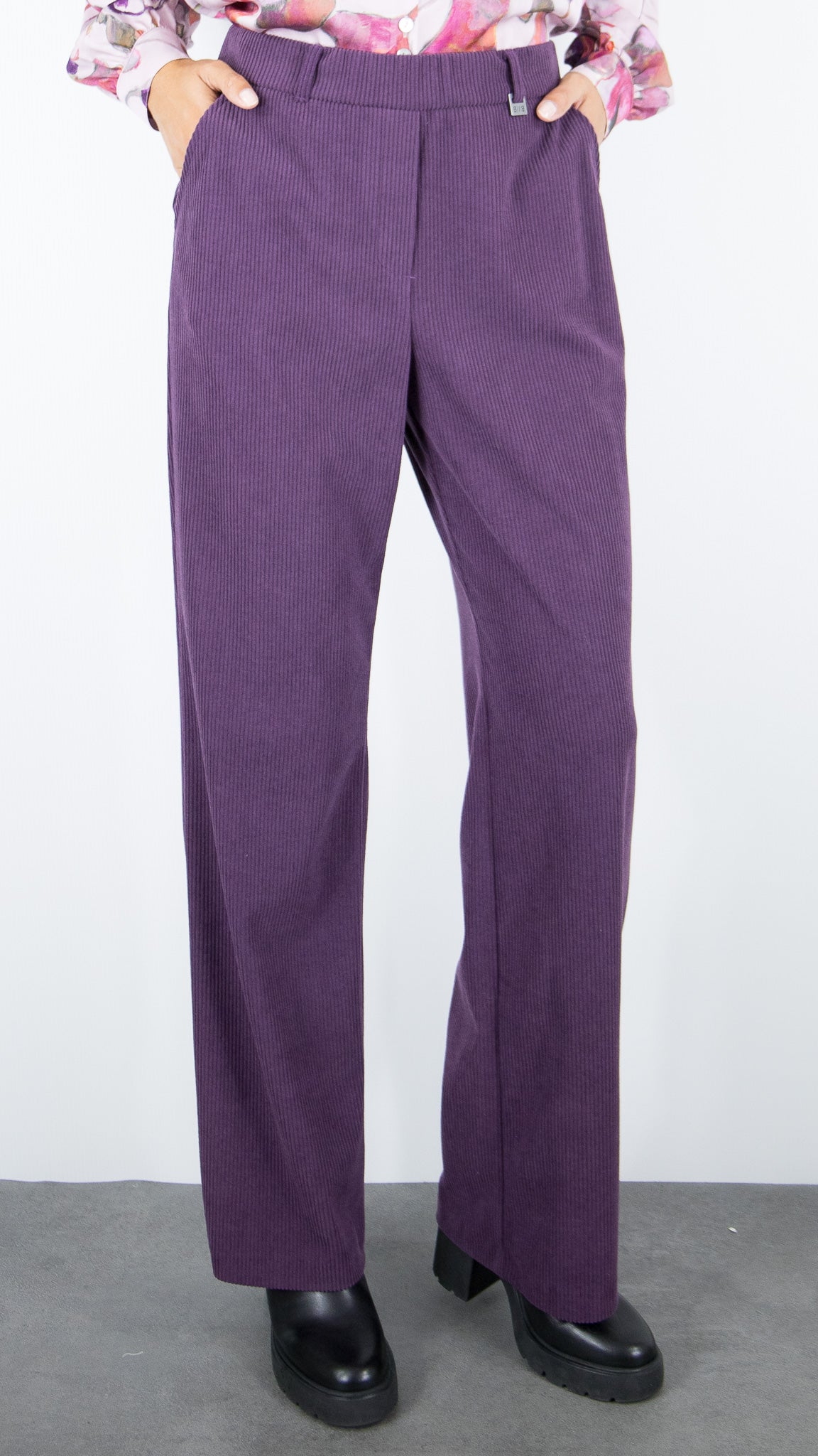 PANTALON LARGE EN VELOURS POUR FEMME BIANCA PARIGI 60028#COLOR_311/MULBERRY RAISIN