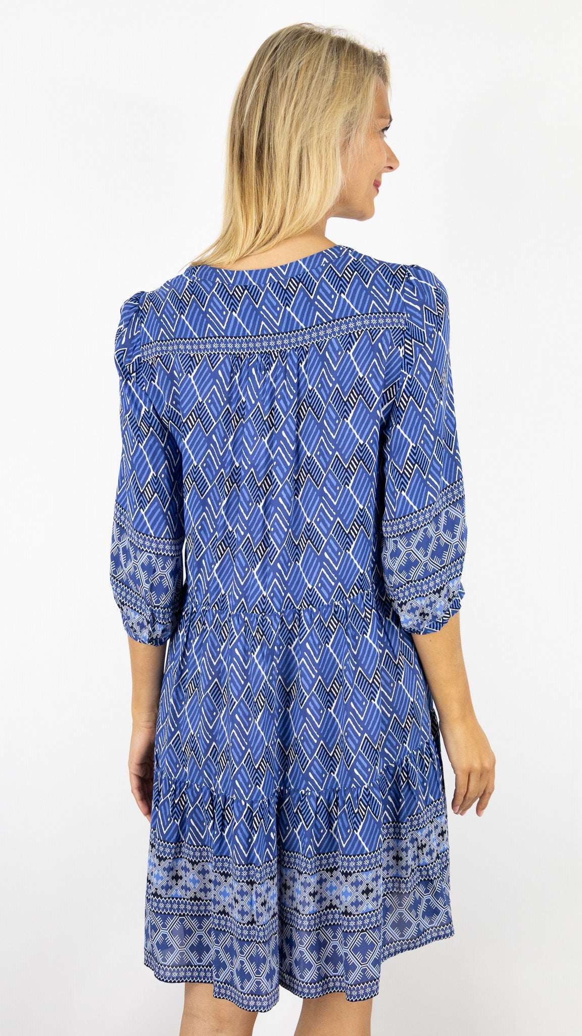 ROBE COURTE PLISSEE IMPRIME ETHNIQUE BLEU GERARD DAREL POMELINE