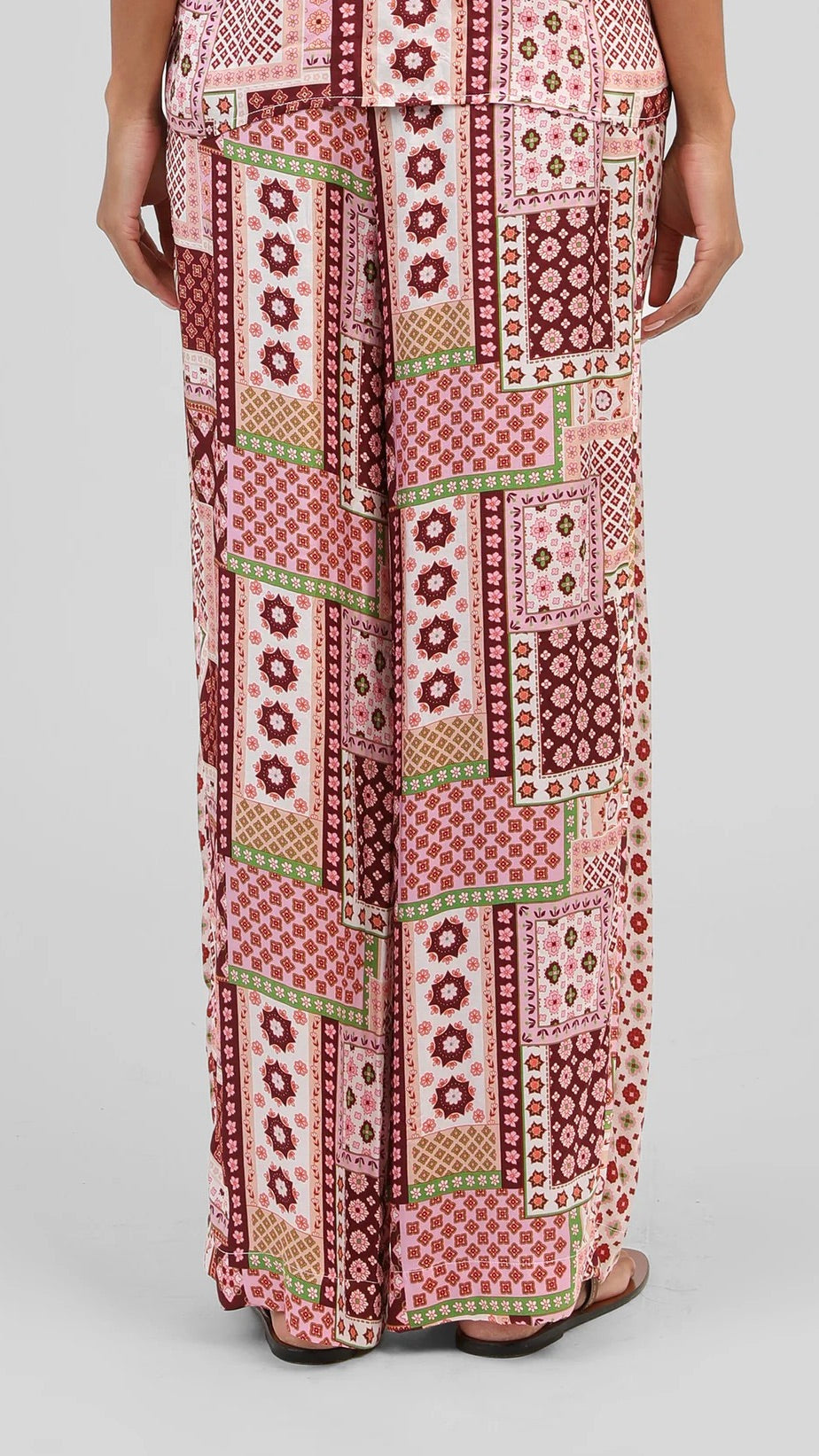 PANTALON FLUIDE IMPRIME PATCHILA BORDEAU AN'GE PRESLEY