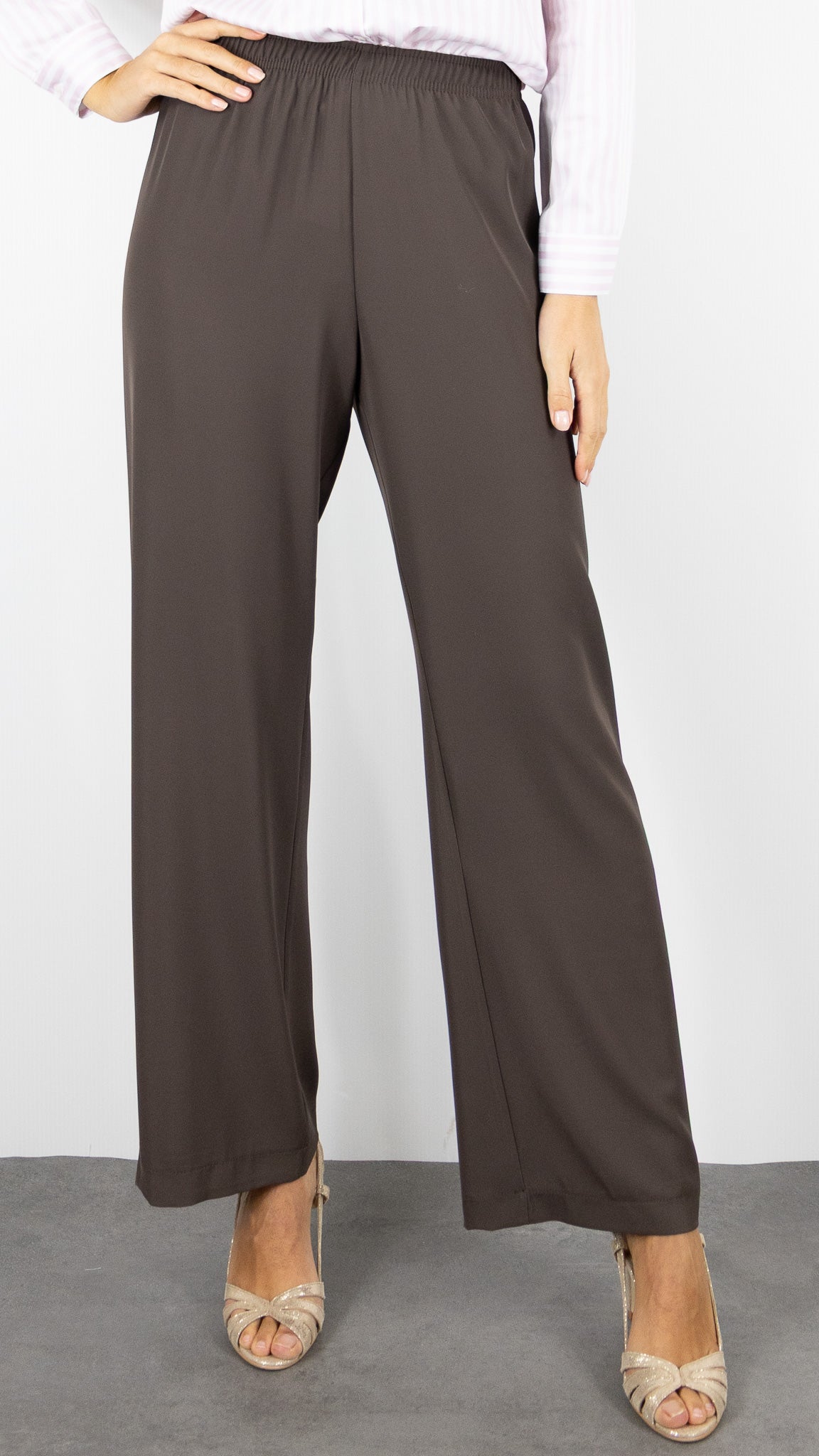 PANTALON DROIT FLUIDE TAILLE ELASTIQUE MORO CHOCO POUR FEMME IMPERIAL PVT3KDF