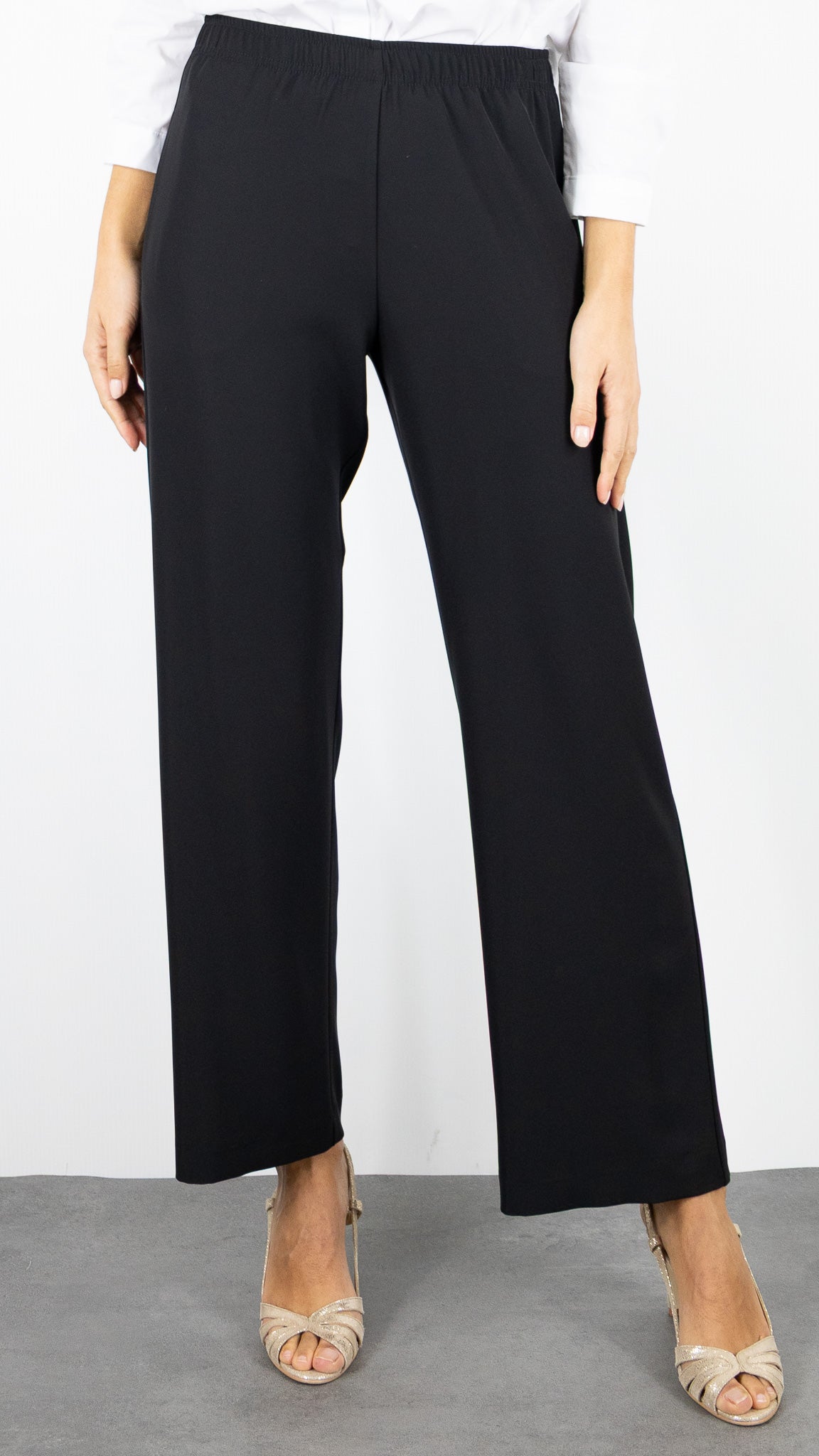 PANTALON FLUIDE DROIT TAILLE ELASTIQUE POUR FEMME NOIR IMPERIAL PVZ0KDF