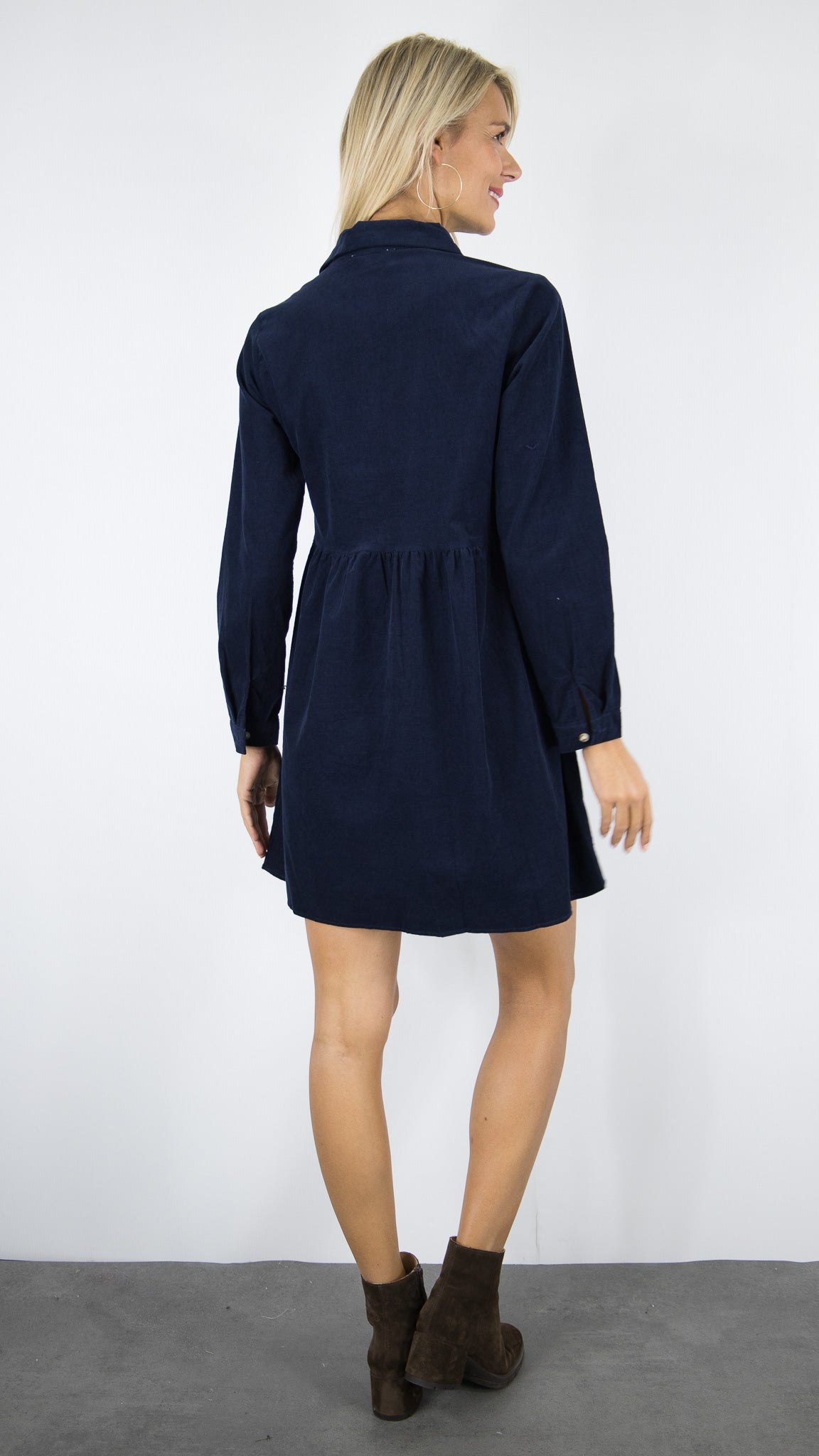 ROBE EVASEE EN VELOURS IN APRIL 1986 R5932#COLOR_MARINE