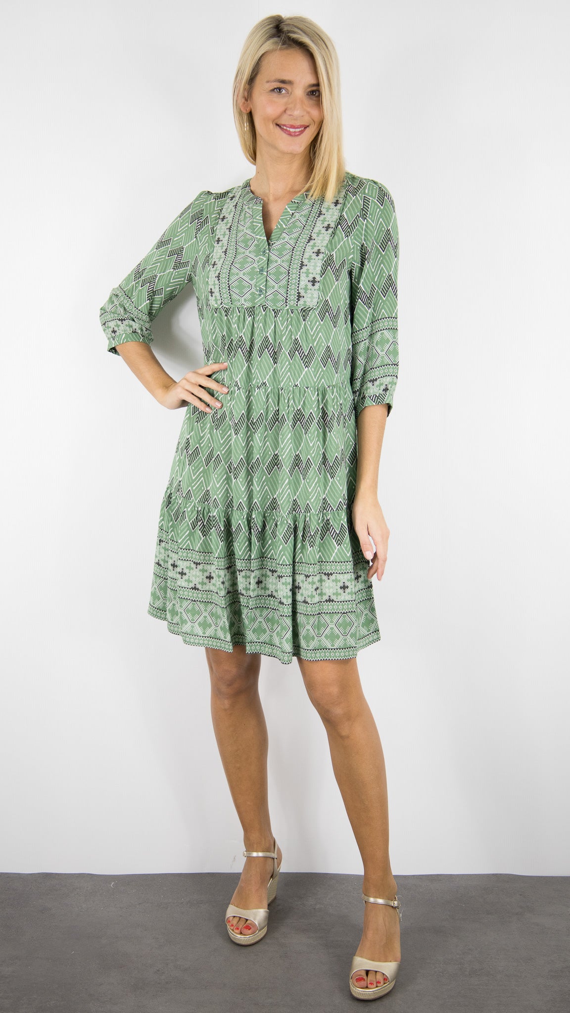 ROBE FLUIDE IMPRIME VERT GERARD DAREL RIM