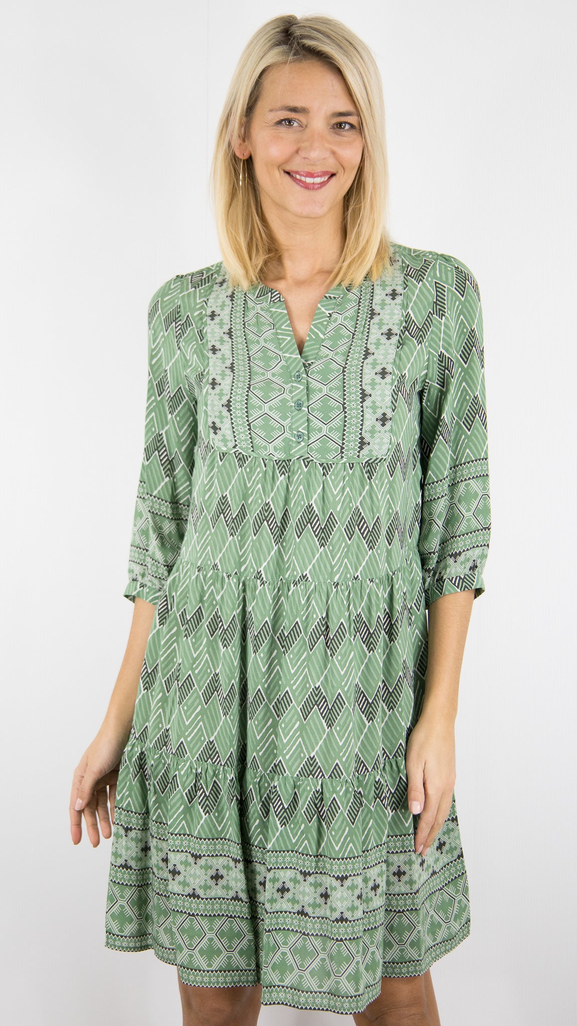 ROBE FLUIDE IMPRIME VERT GERARD DAREL RIM