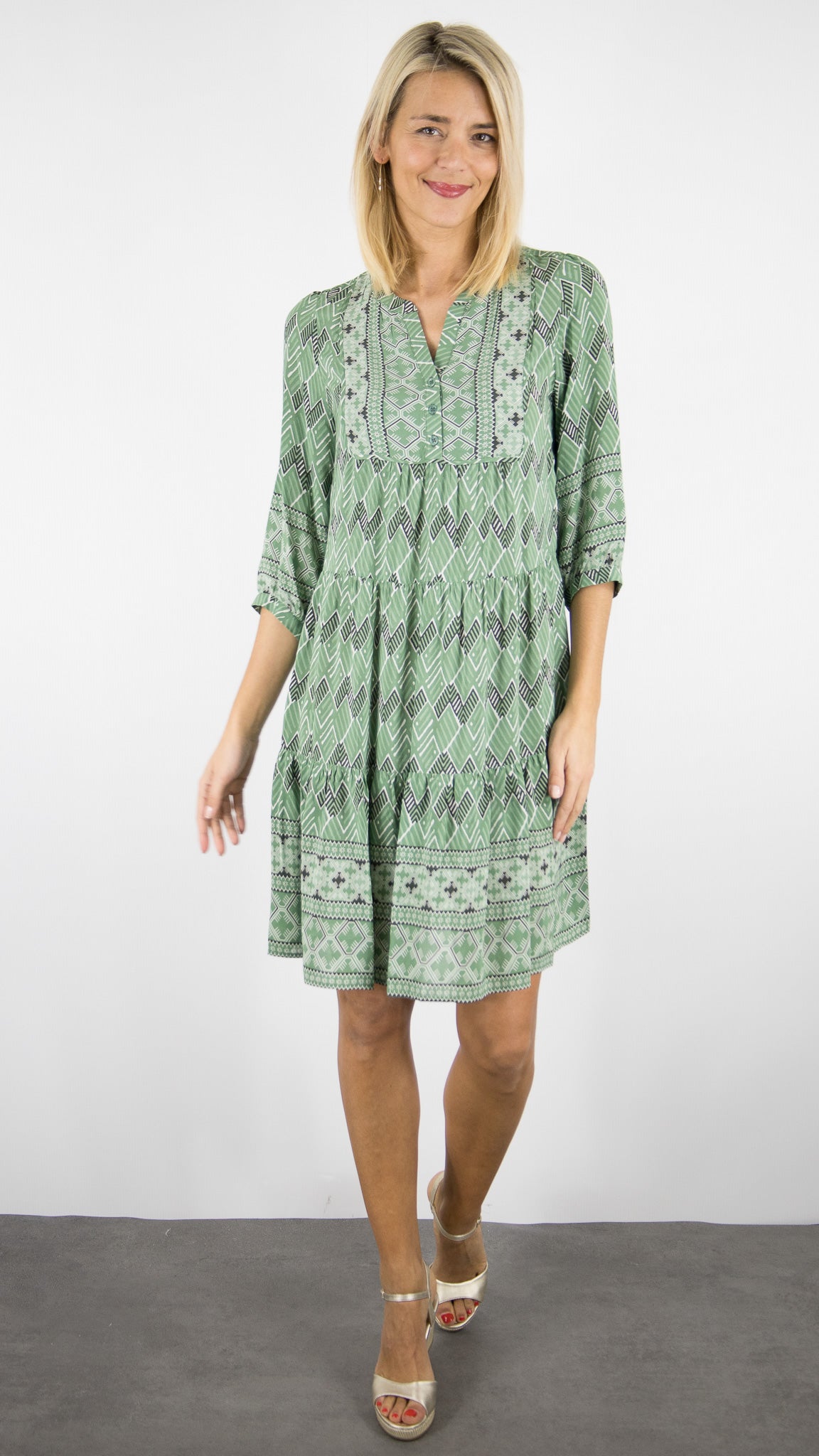 ROBE FLUIDE IMPRIME VERT GERARD DAREL RIM