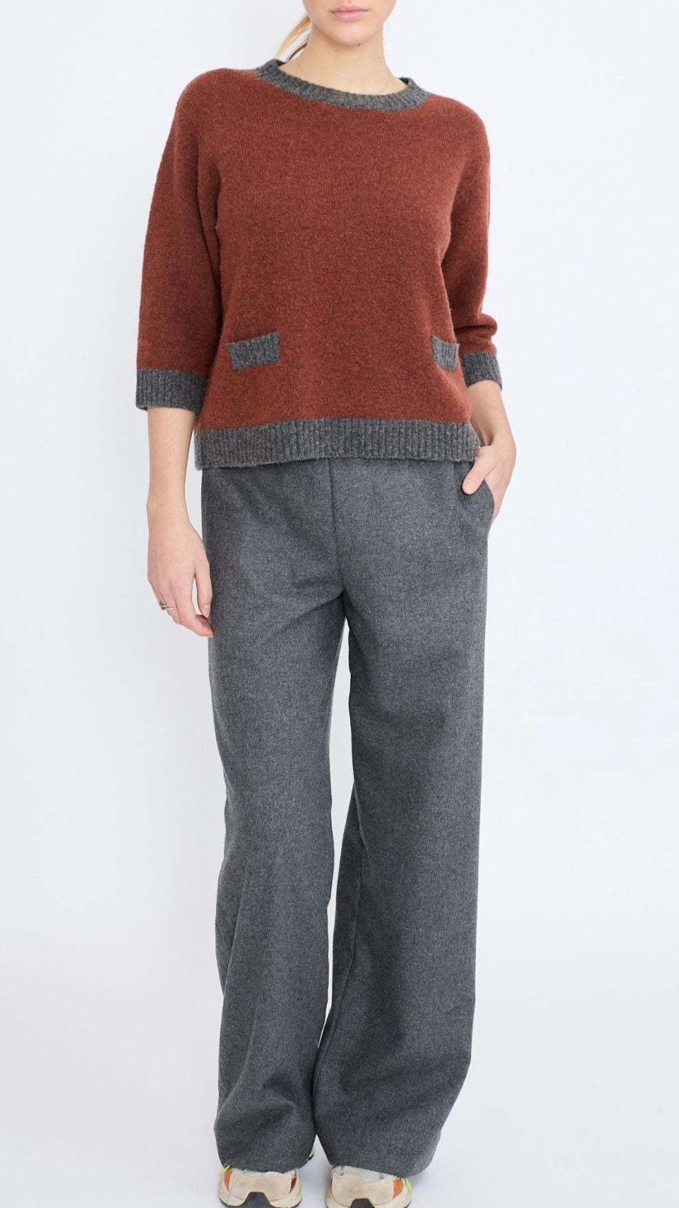 PANTALON DROIT EN FLANELLE JEFF RITZ#COLOR_95/MID GREY