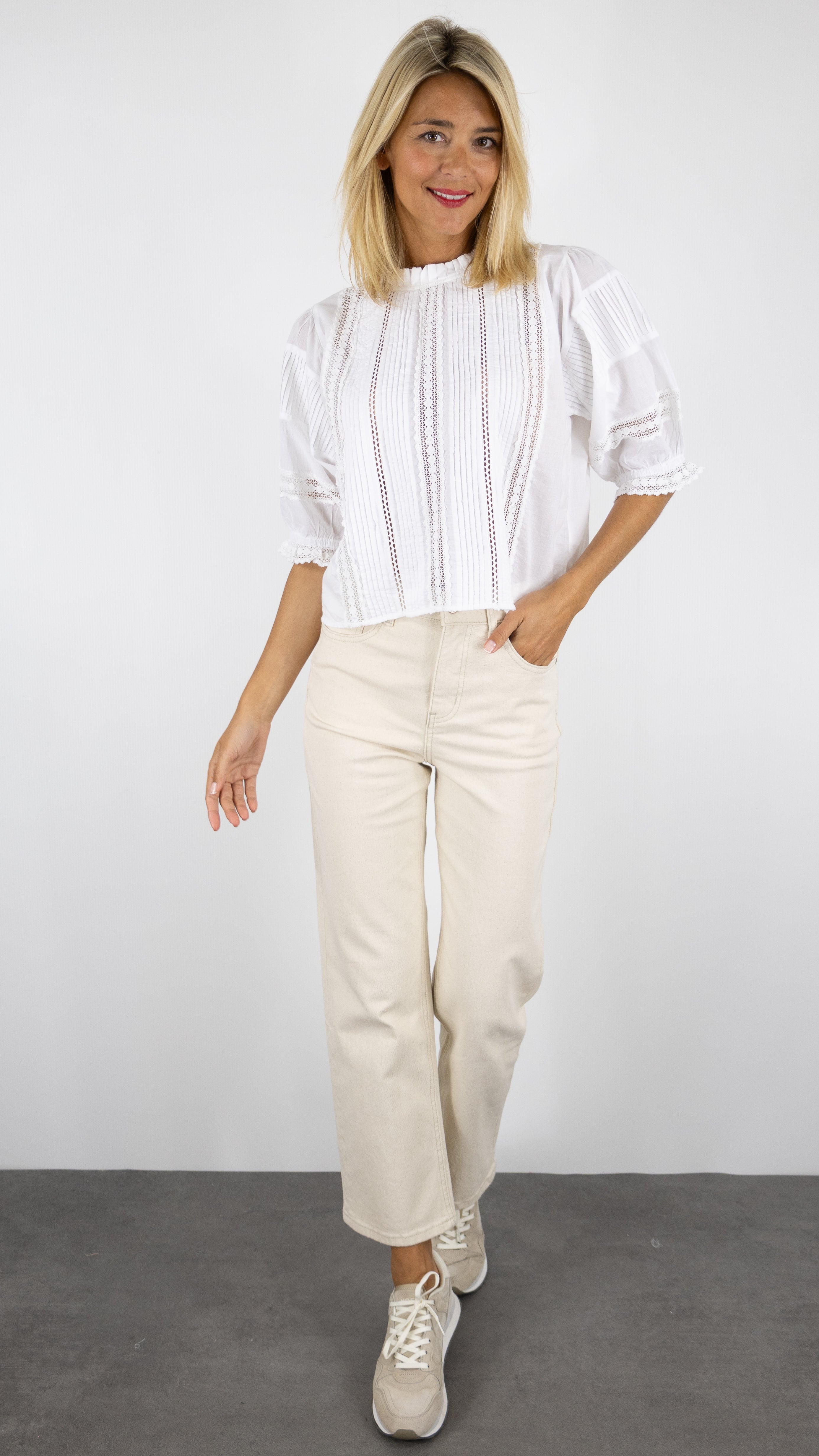 BLOUSE BRODEE MANCHES COURTES BLANCHE AN'GE SAMITOU